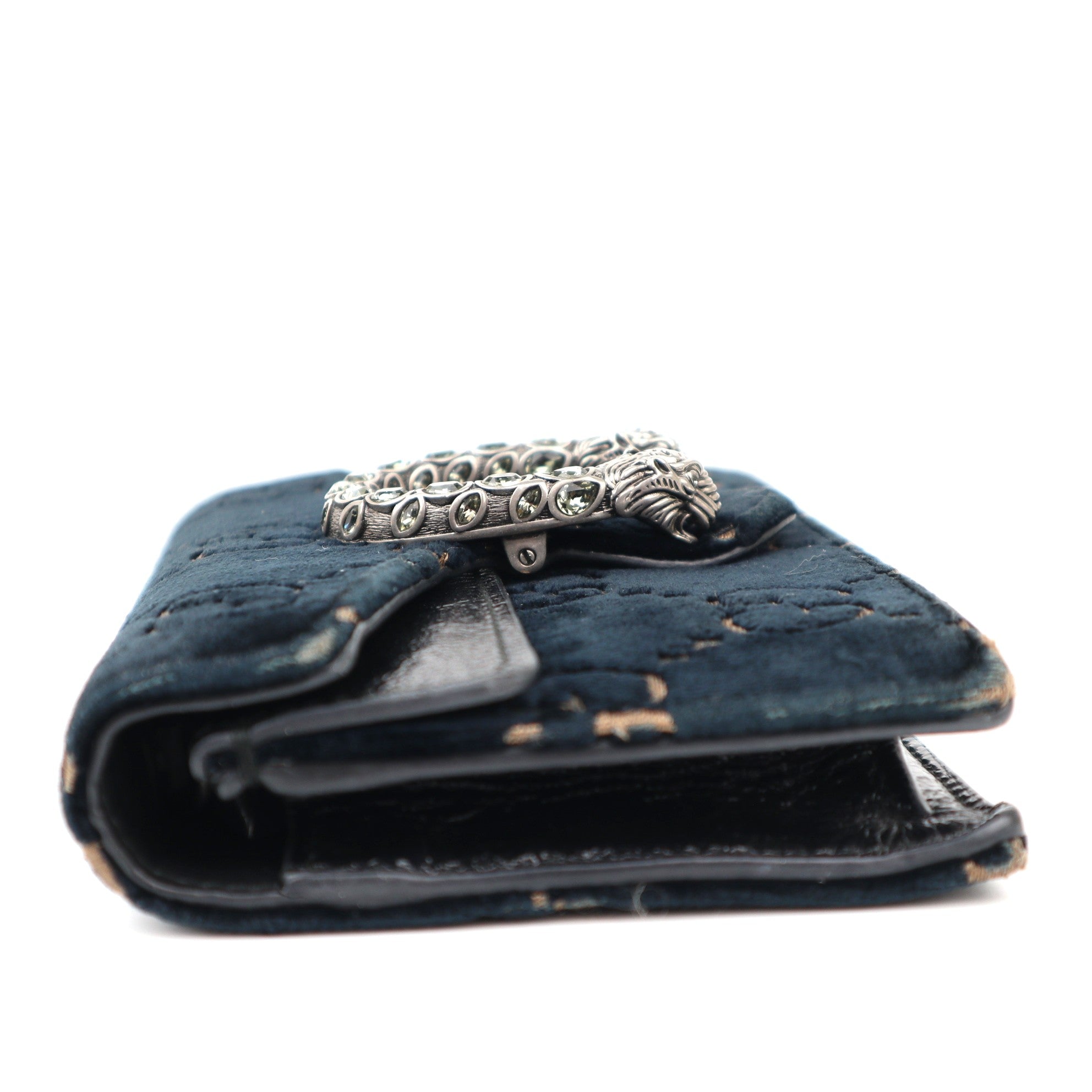 C1236# Gucci Blue/Black GG Velvet Super Mini Dionysus Chain Bag-Pre Owned