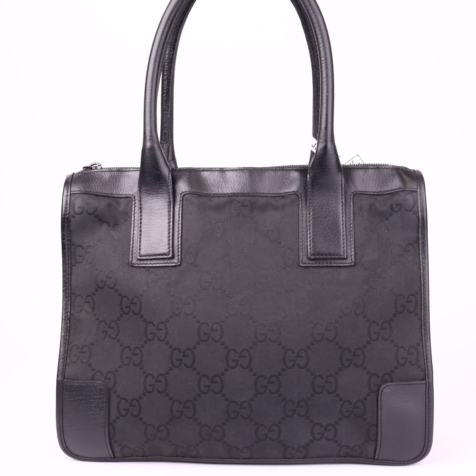 J1145 Gucci Black GG Fabric Satchel Bag- Pre Owned
