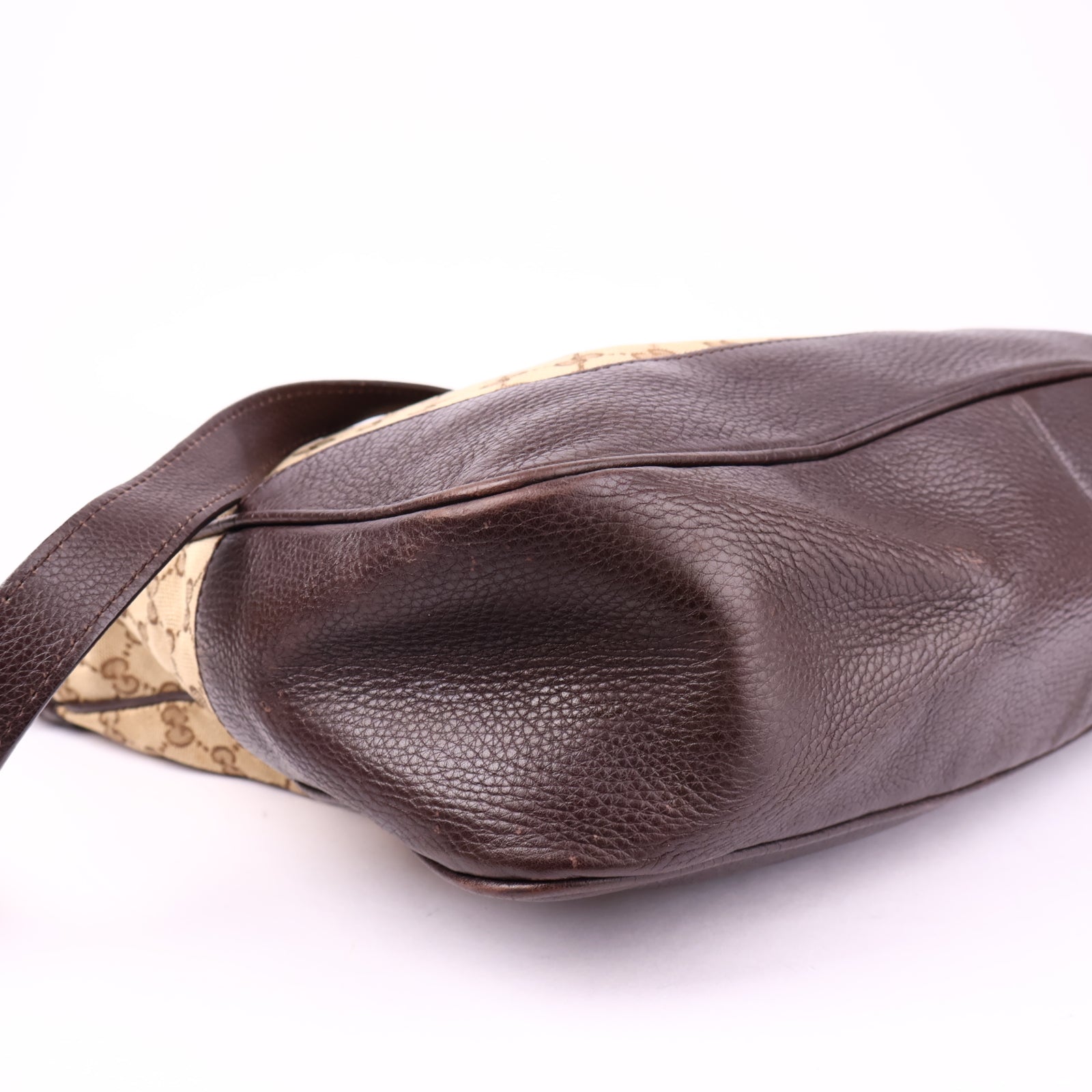 J1146 Gucci GG Brown Canvas Bamboo Bag- Pre Owned
