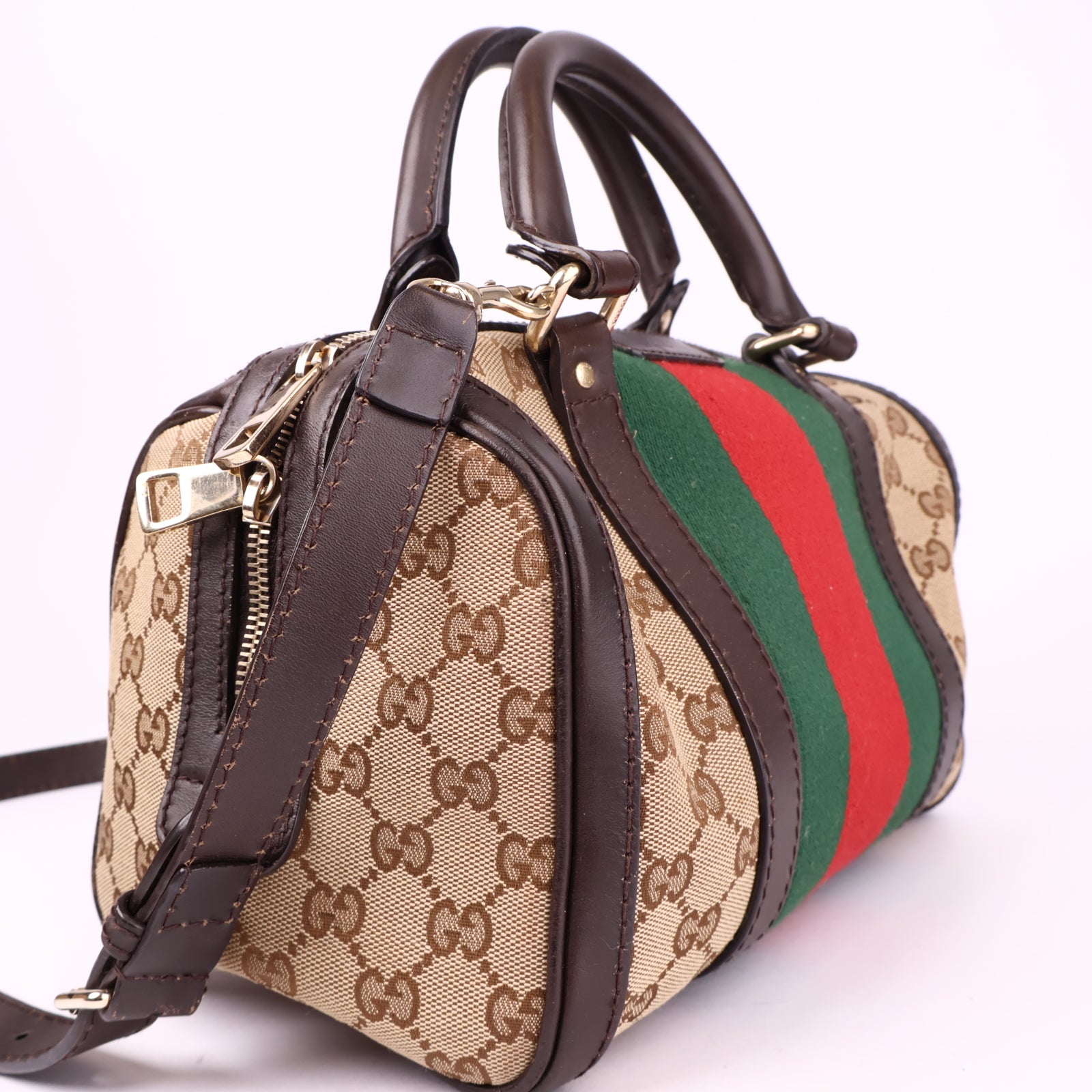 J1137 Gucci GG Canvas Sherry Line Handbag- Pre Owned