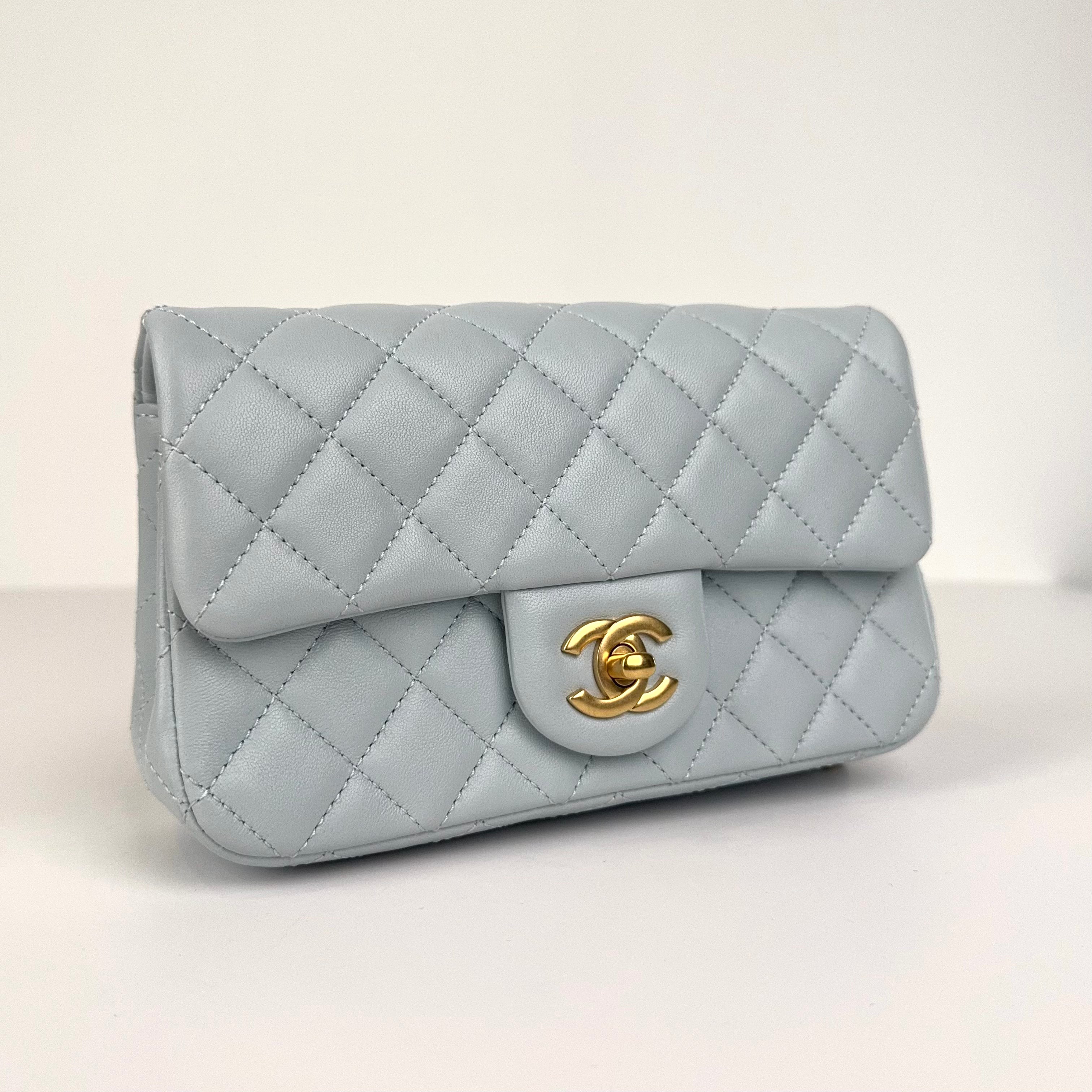 PRE OWNED-Chanel Sweet Camellia Adjustable Chain Flap Bag Quilted Lambskin Mini