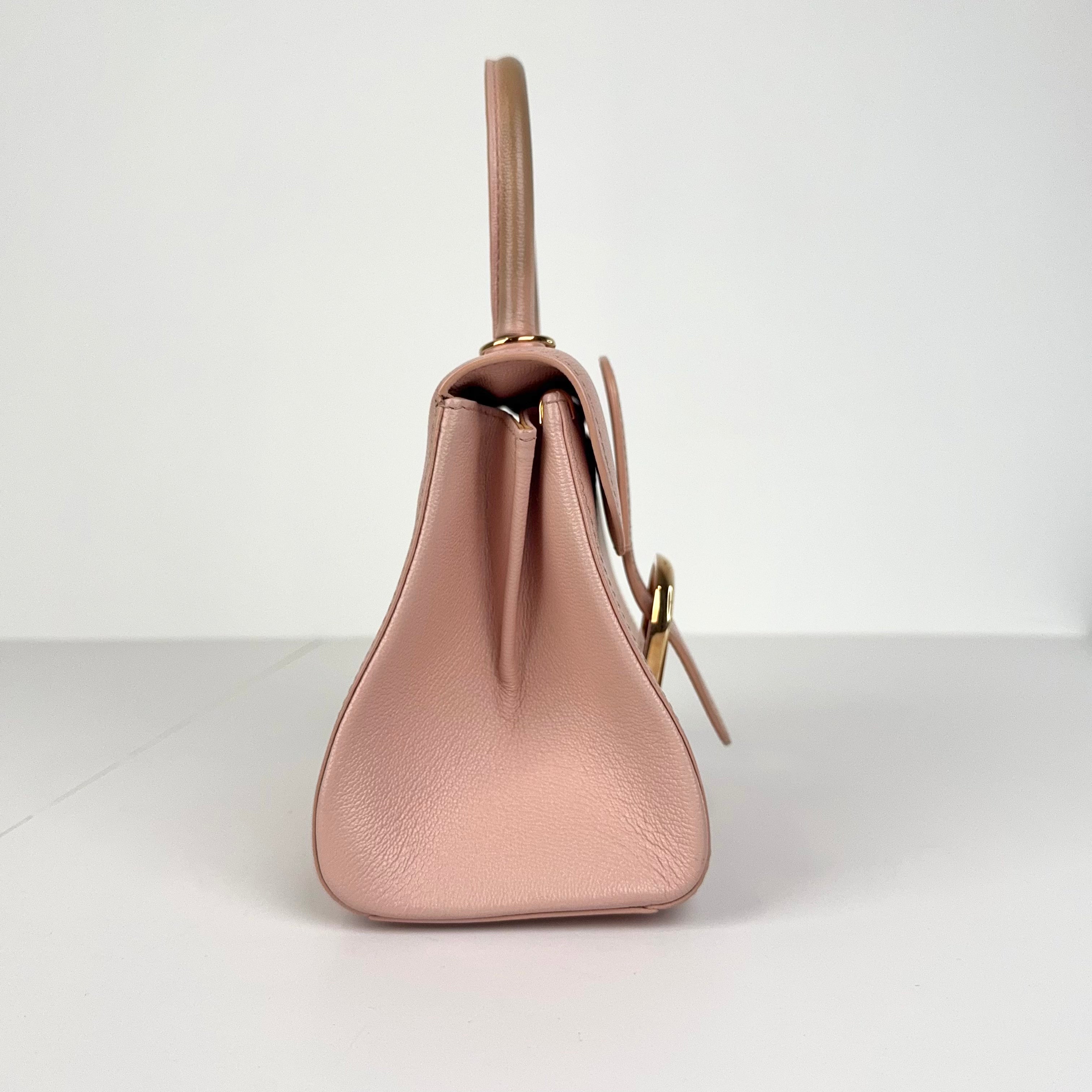 PRE OWNED-DELVAUX  Grained Calfskin Mini Brillant Satchel Nude