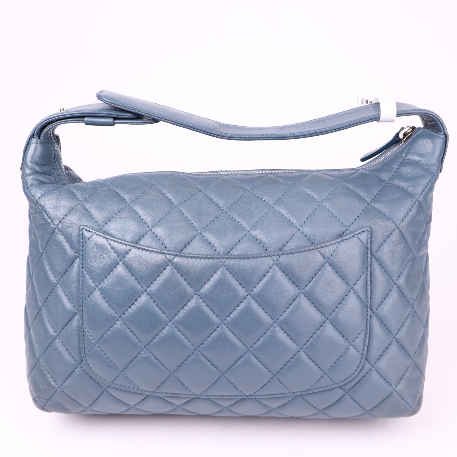 J1013 Chanel Quilted Hobo Handbag Teal Lambskin- Pre Owned