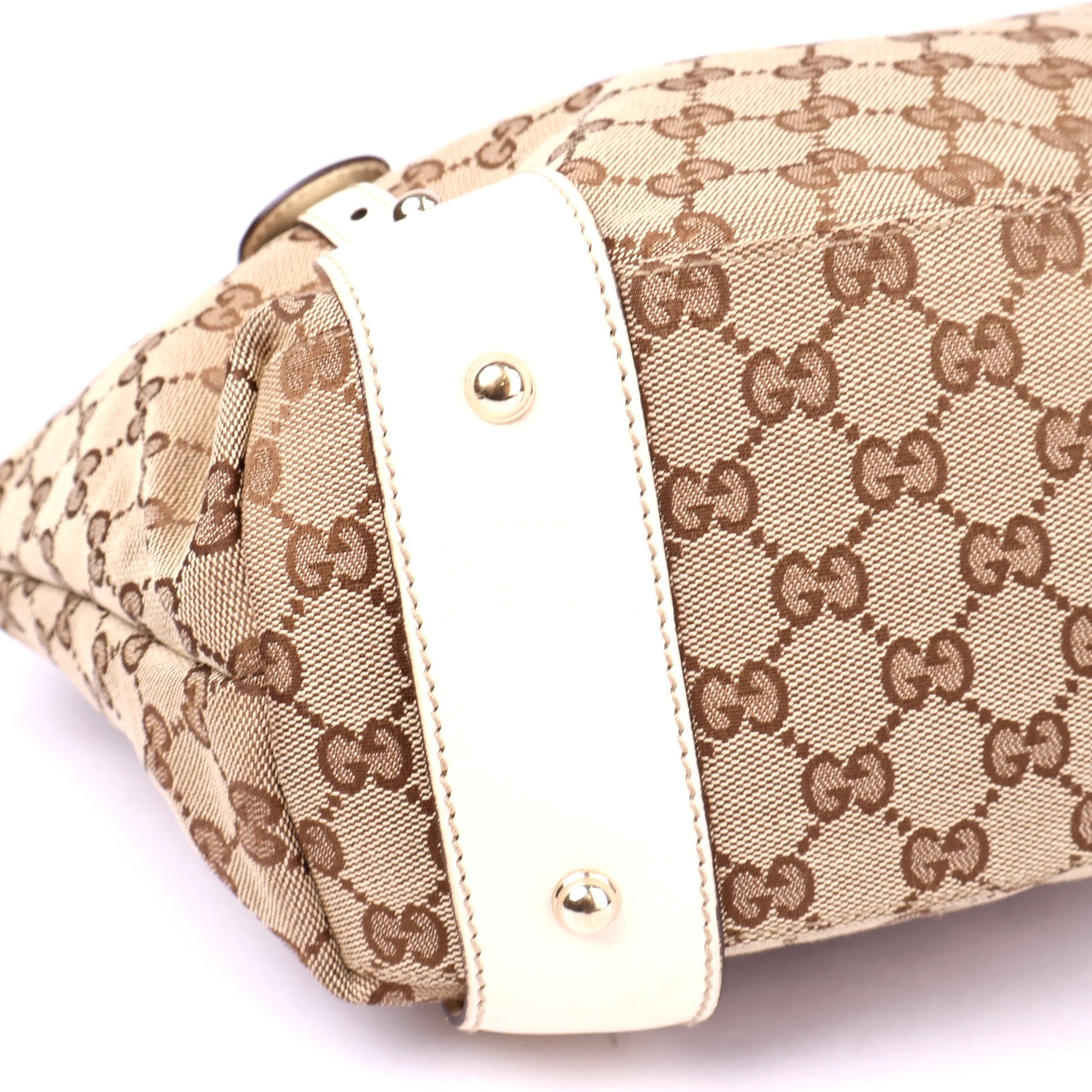 J1015 Gucci GG Canvas Pelham Leather Hobo Handbag- Pre Owned