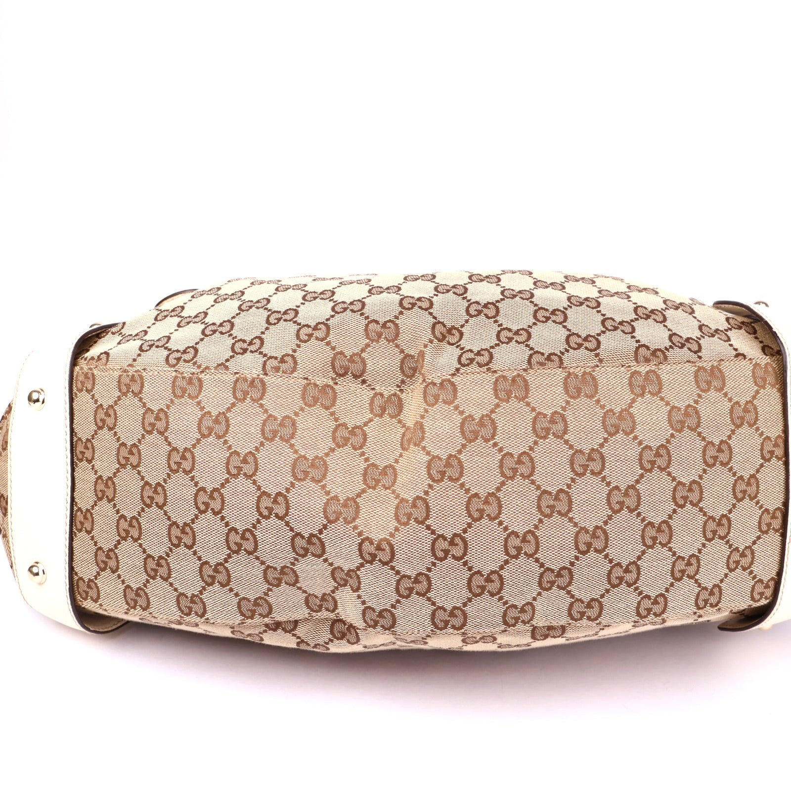 J1015 Gucci GG Canvas Pelham Leather Hobo Handbag- Pre Owned