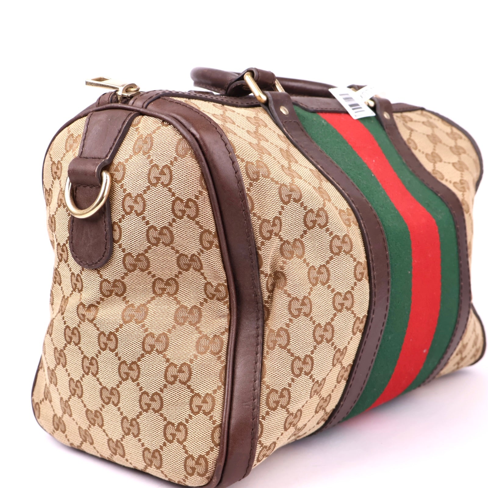 J1017 Gucci Brown Monogram Canvas Boston Bag- Pre Owned