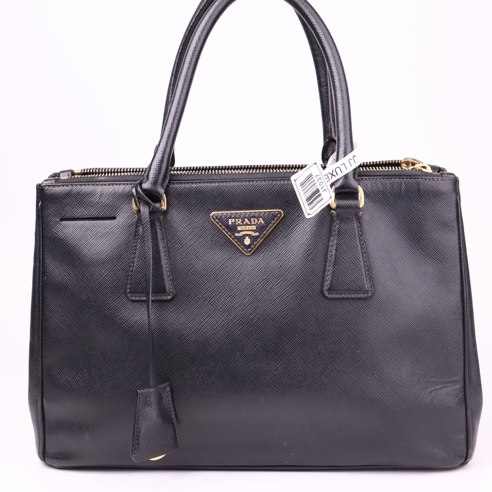 J1037 Prada Black Saffiano Leather Galleria Handbag- Pre Owned