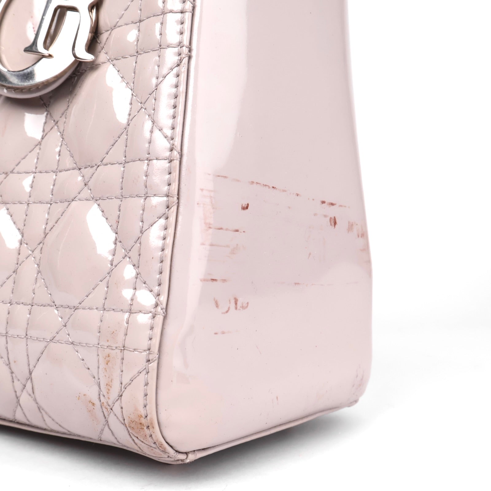 J1035 Christian Dior Lady Dior Bag Cannage Quilt Lambskin Medium satchel- Pre Owned