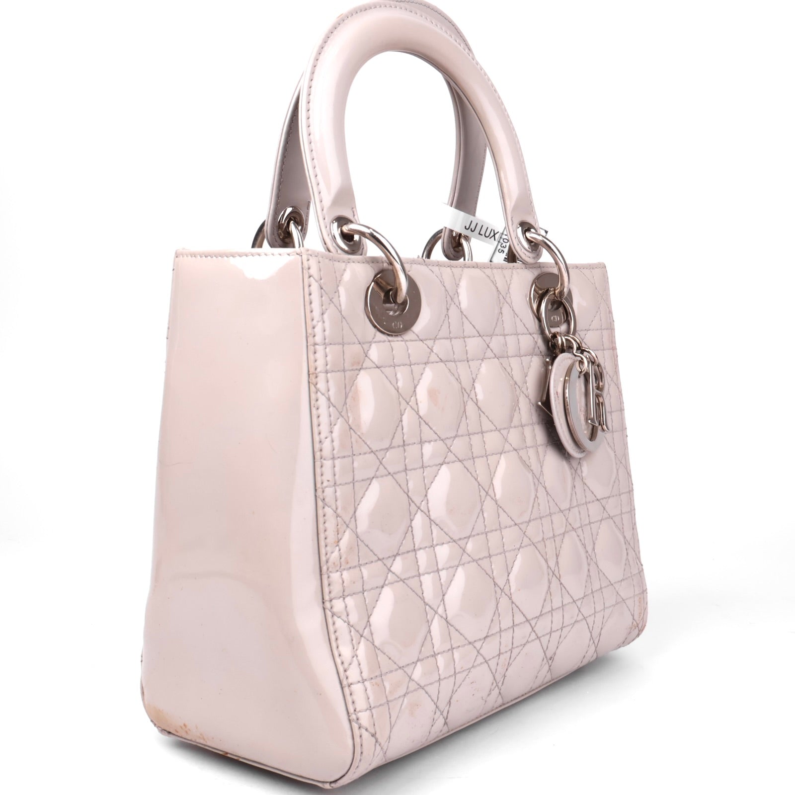 J1035 Christian Dior Lady Dior Bag Cannage Quilt Lambskin Medium satchel- Pre Owned