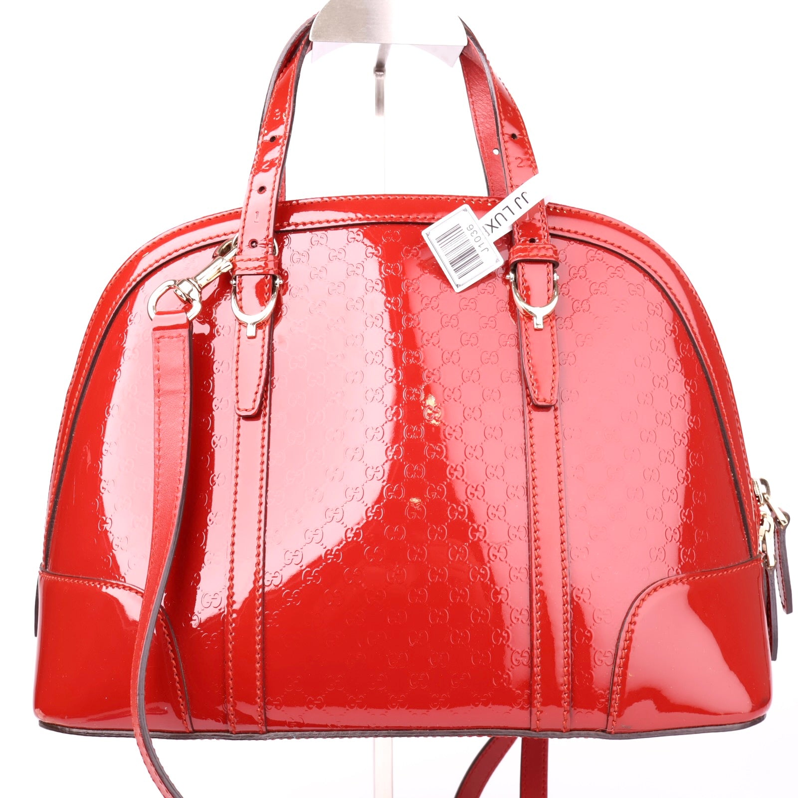 J1036 Gucci Red Patent Micro Guccissima Dome Small Nice Bag- Pre Owned