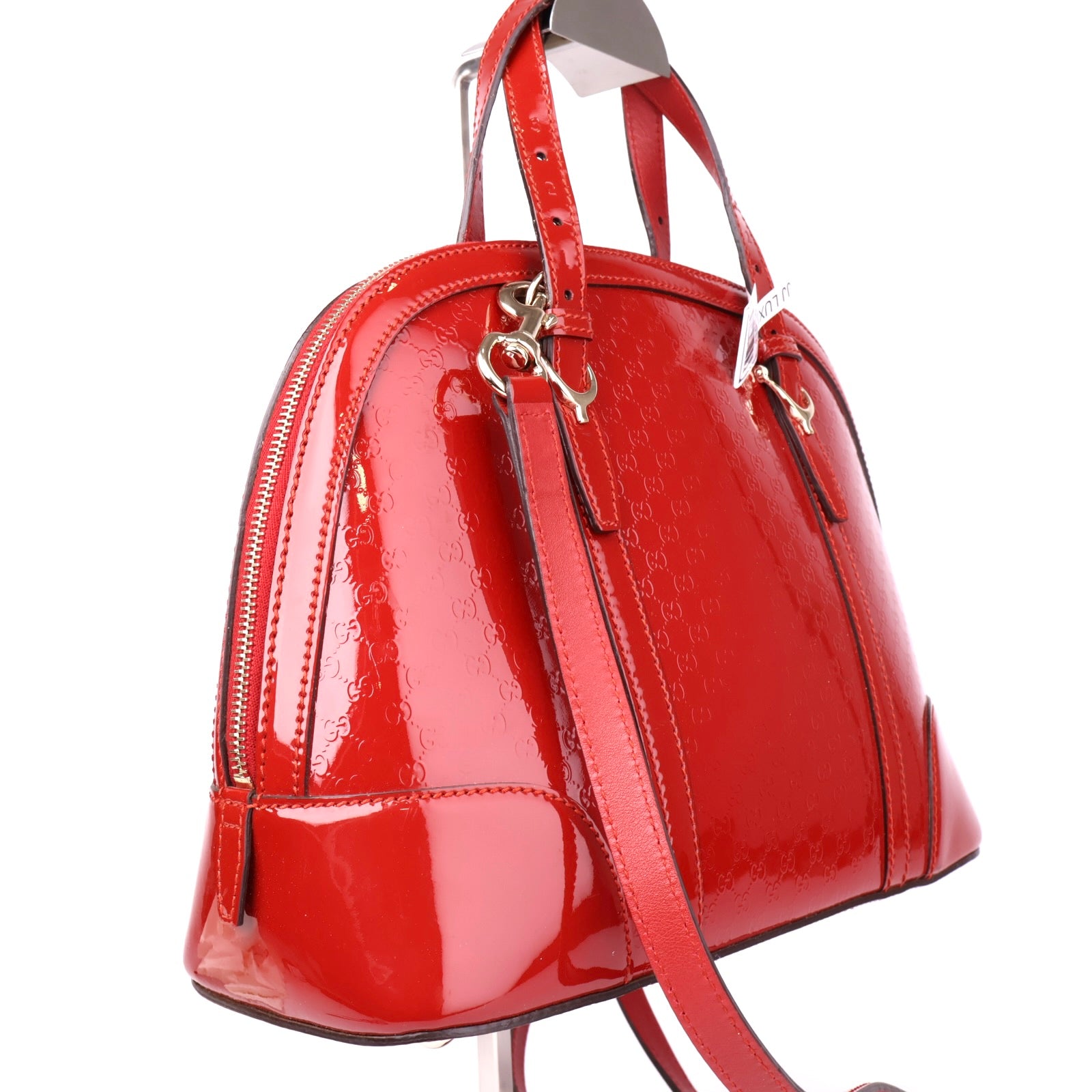 J1036 Gucci Red Patent Micro Guccissima Dome Small Nice Bag- Pre Owned