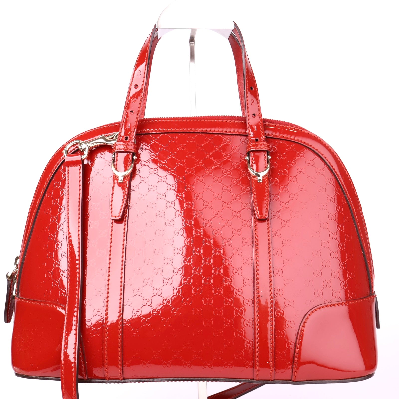J1036 Gucci Red Patent Micro Guccissima Dome Small Nice Bag- Pre Owned