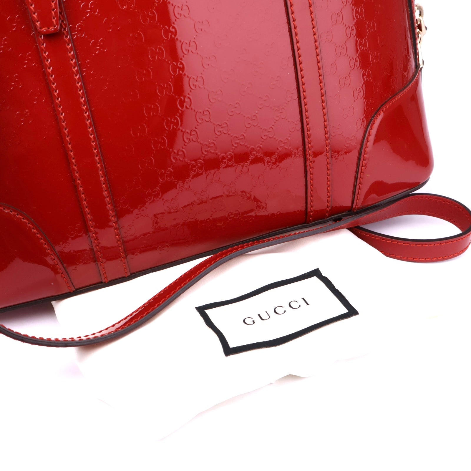 J1036 Gucci Red Patent Micro Guccissima Dome Small Nice Bag- Pre Owned