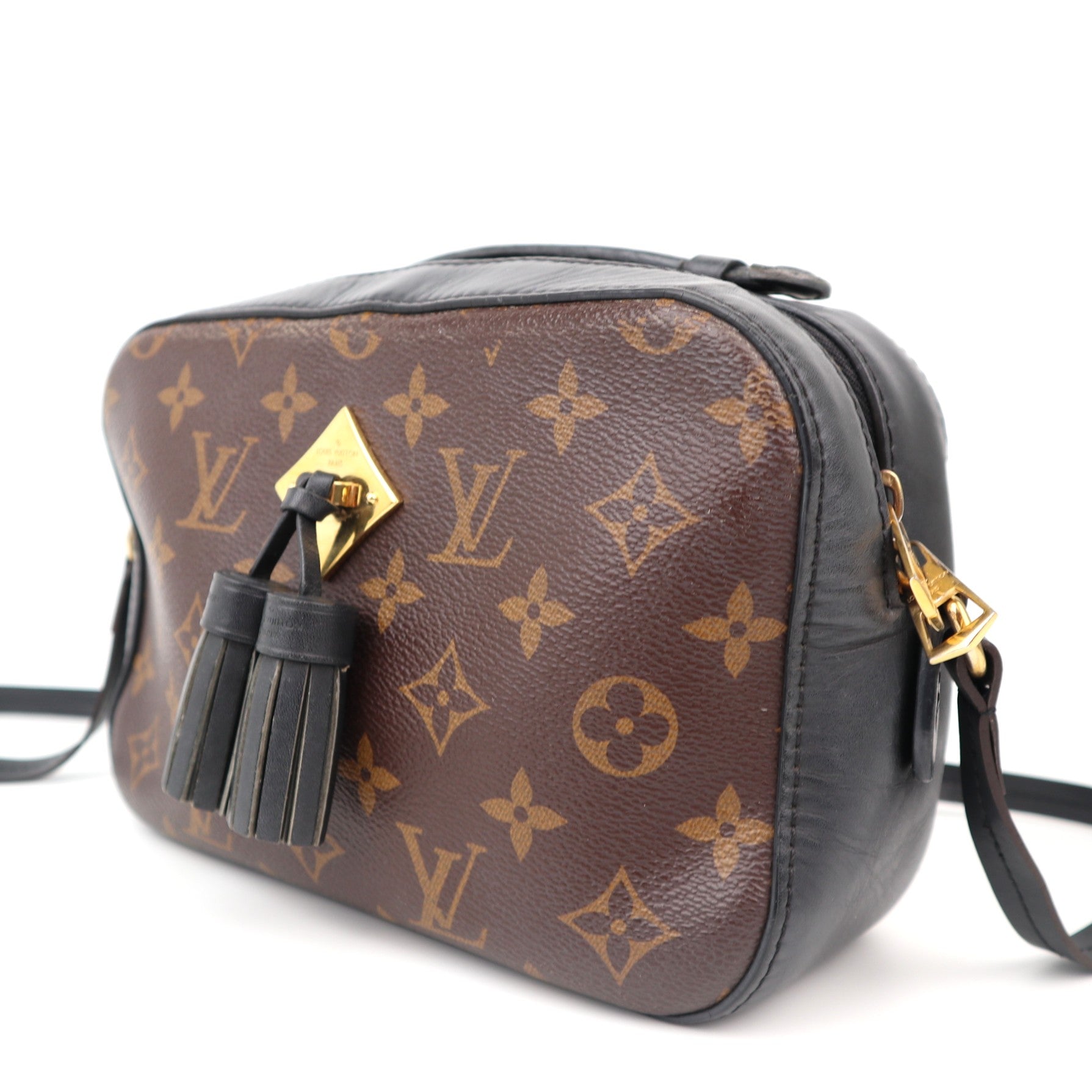 C1249 Louis Vuitton Black Monogram Canvas Saintonge Crossbody Bag-Pre Owned