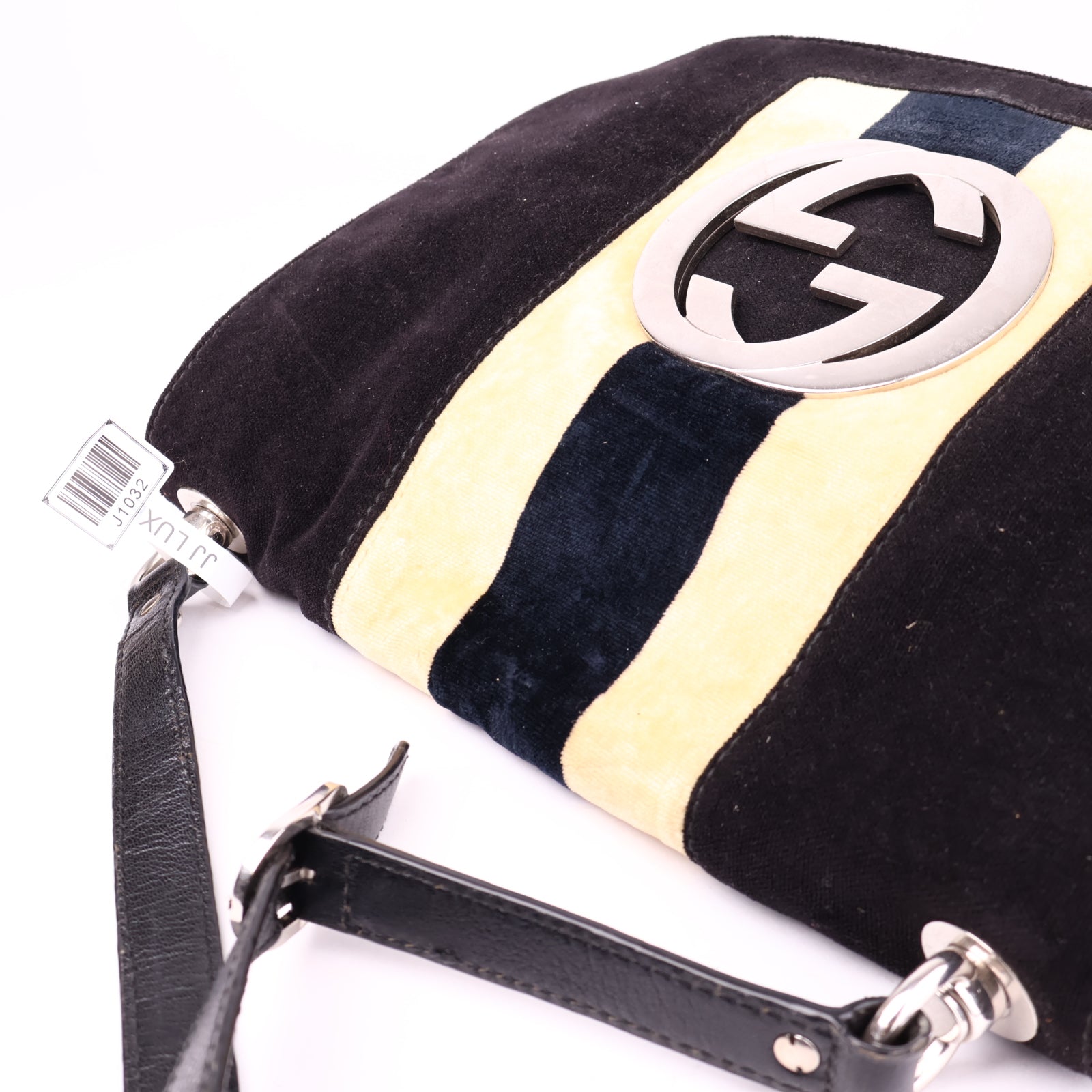 J1032 Gucci Velvet Blondie Web Flap Bag- Pre Owned