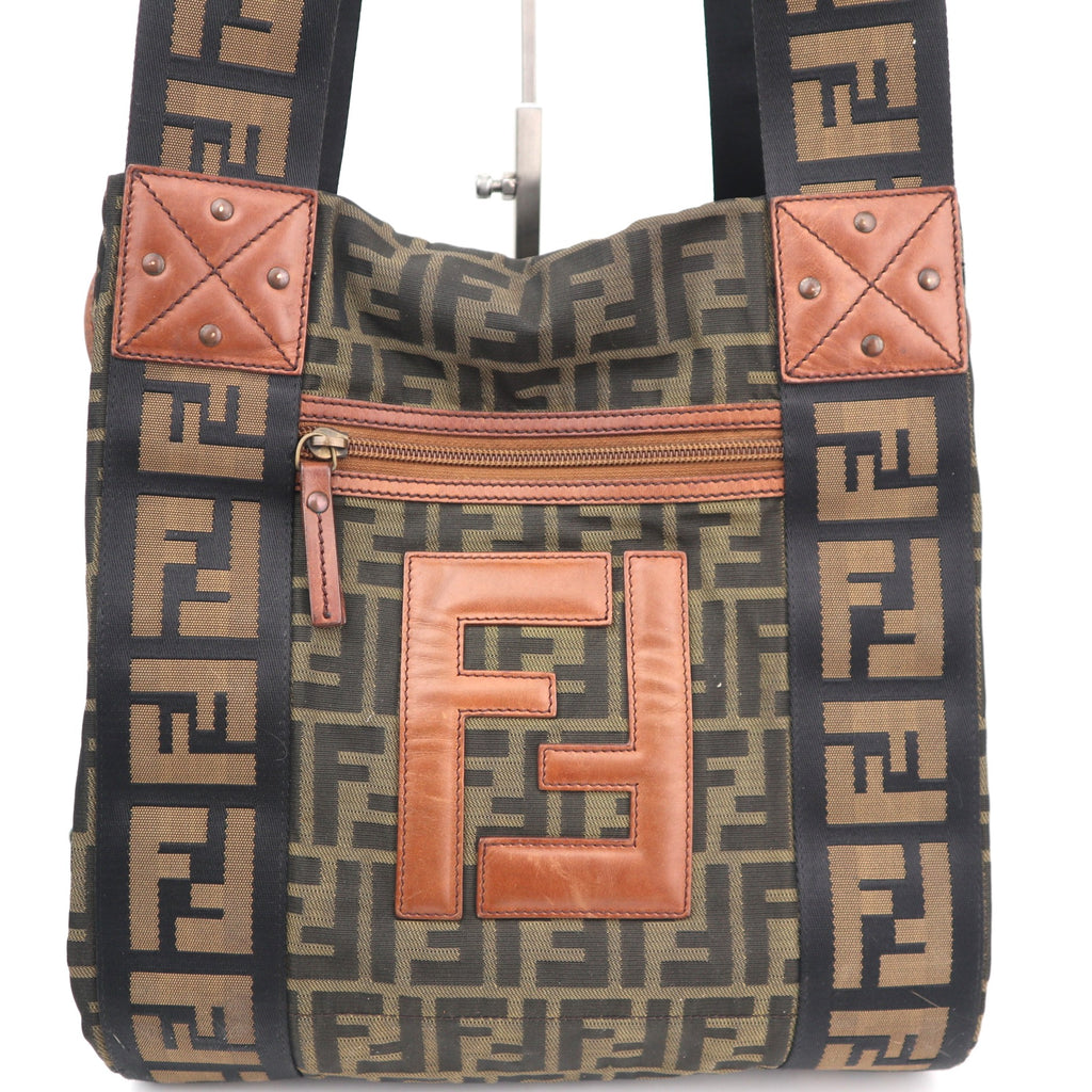 C2758 Fendi Tote Bag Zucca Brown Cloth | Pre-Owned Very Good Brown Zucca Cloth