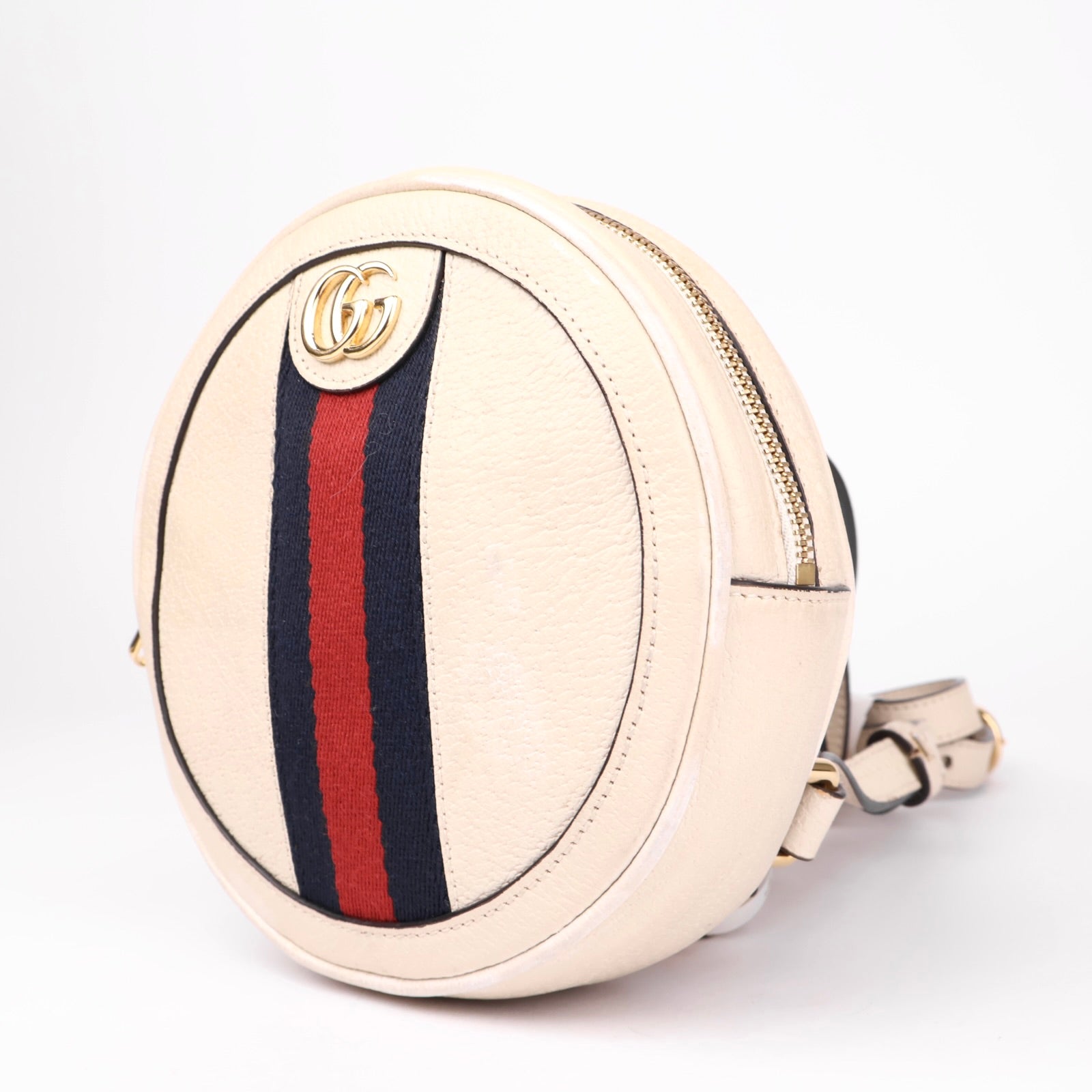 J1033 Gucci Ophidia Round Shoulder Bag Leather Mini- Pre Owned