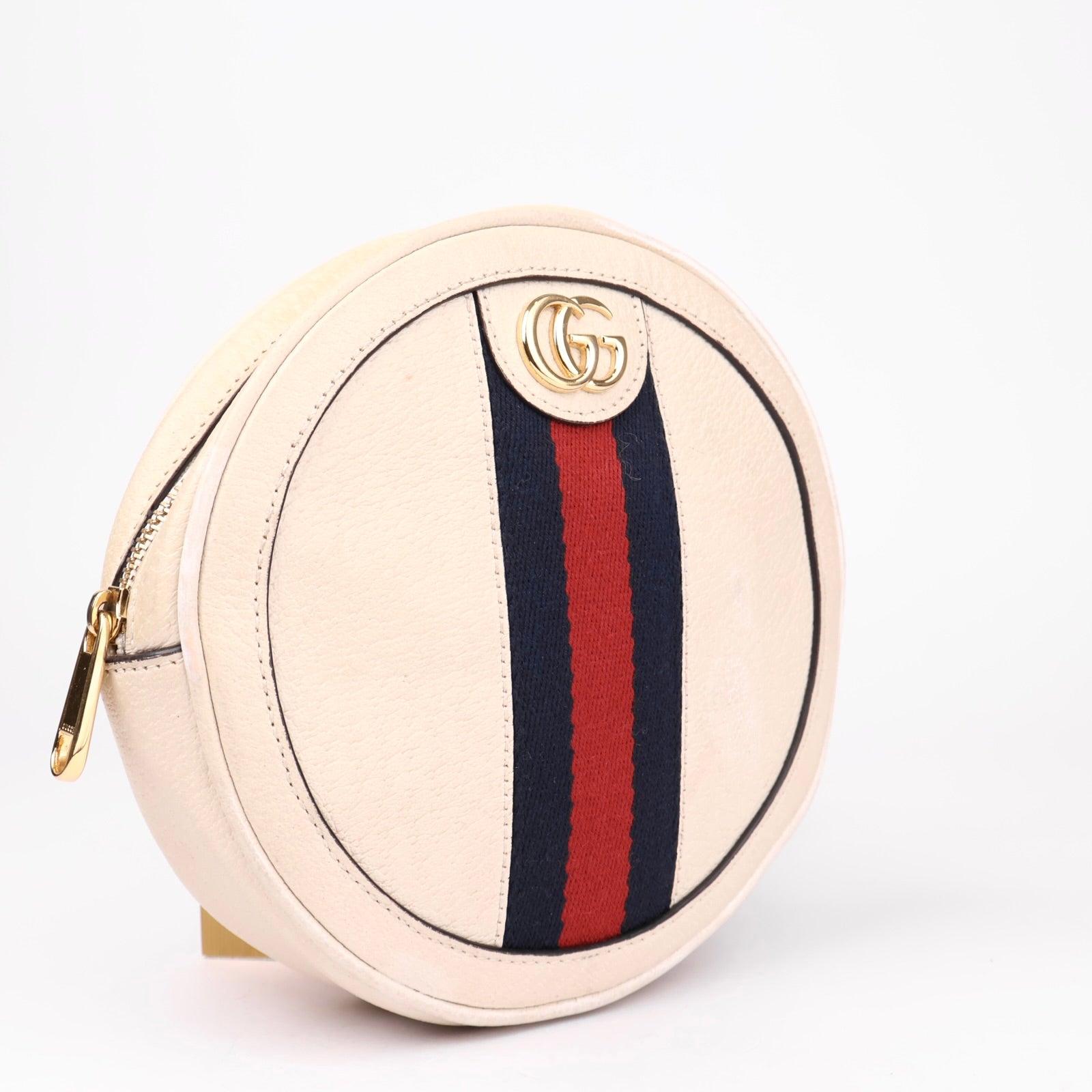 J1033 Gucci Ophidia Round Shoulder Bag Leather Mini- Pre Owned
