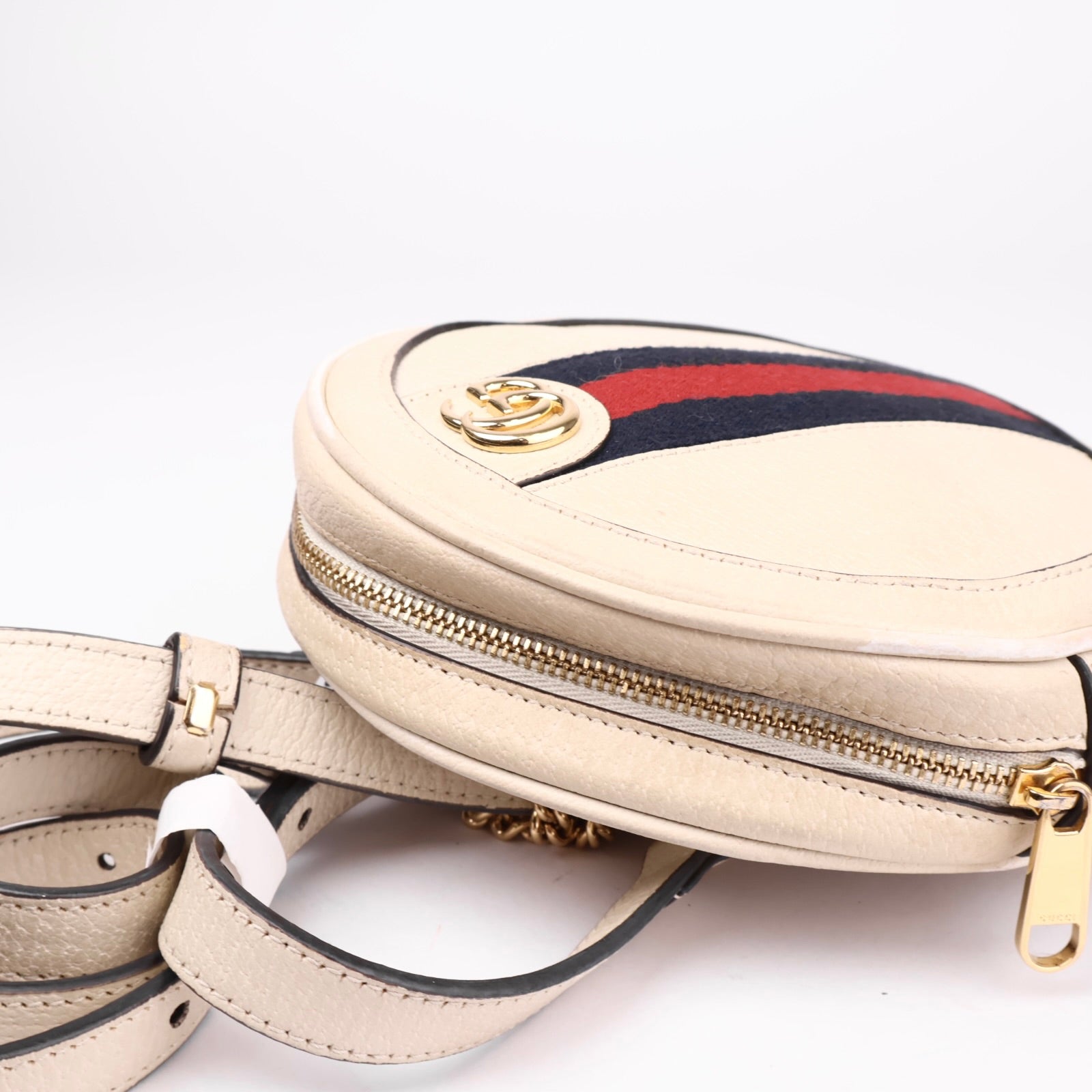 J1033 Gucci Ophidia Round Shoulder Bag Leather Mini- Pre Owned