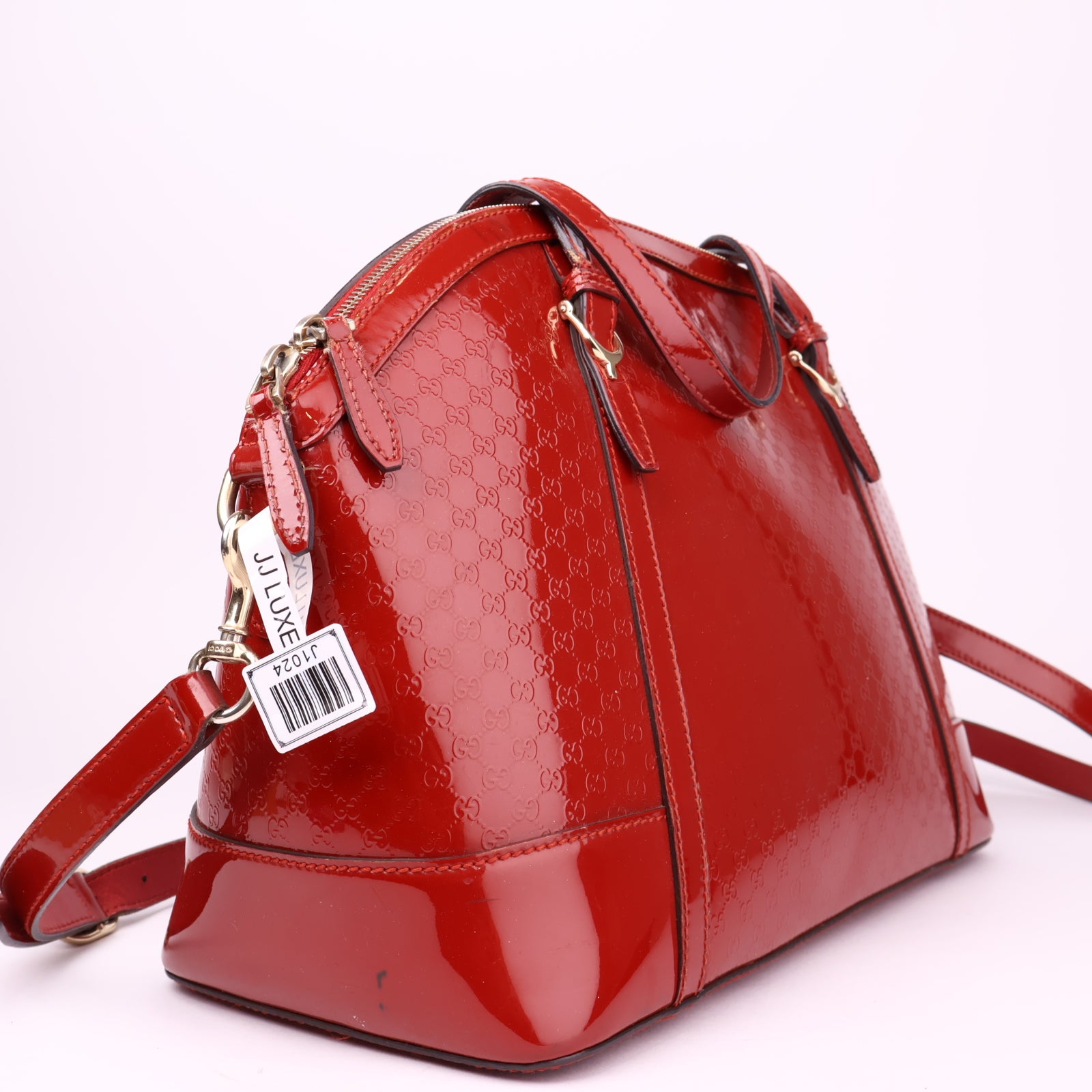J1024 Gucci Red Patent Microguccissima Bag- Pre Owned