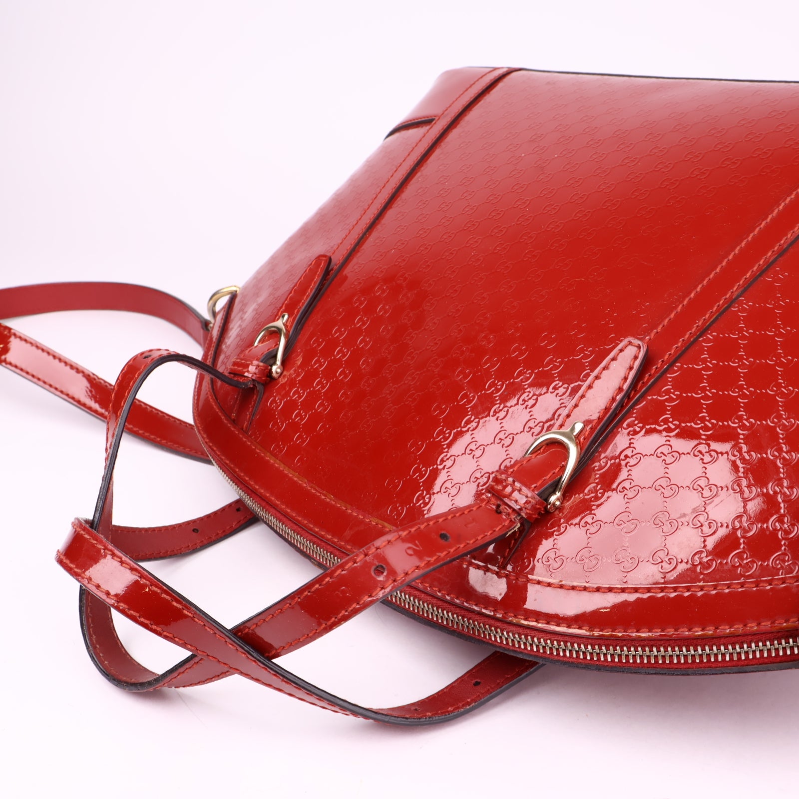 J1024 Gucci Red Patent Microguccissima Bag- Pre Owned