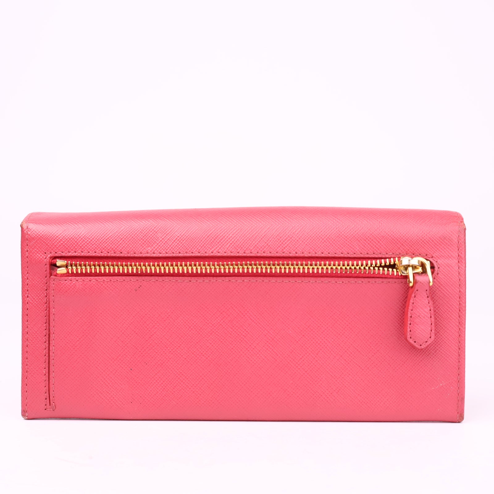 J1042 Prada Saffiano Triangle Fold Wallet - Pre Owned