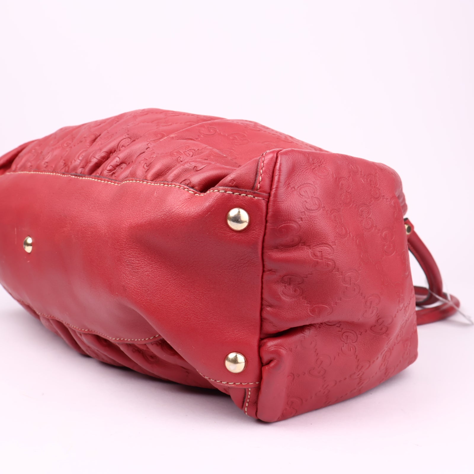 J1021 Gucci Red Guccissima Leather Large D-Ring Hobo Bag- Pre Owned