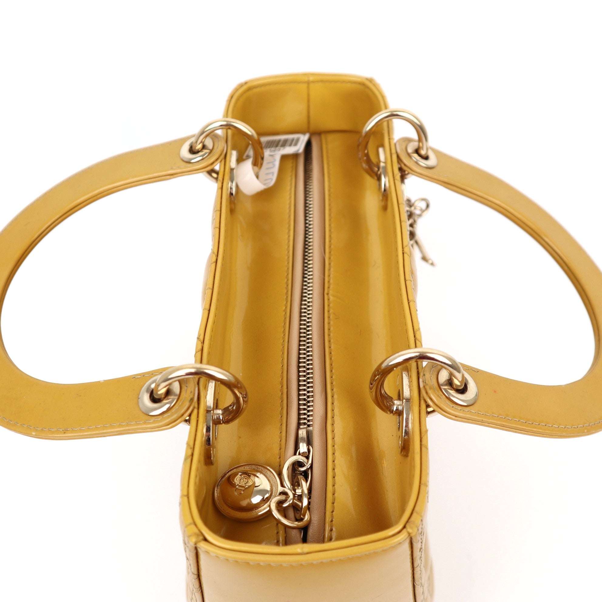 C1257 Christian Dior Yellow Lady Dior Medium Bag-Pre Owned