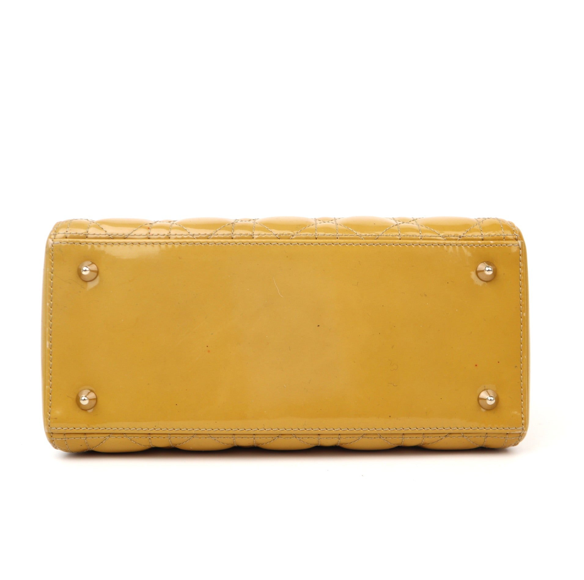 C1257 Christian Dior Yellow Lady Dior Medium Bag-Pre Owned