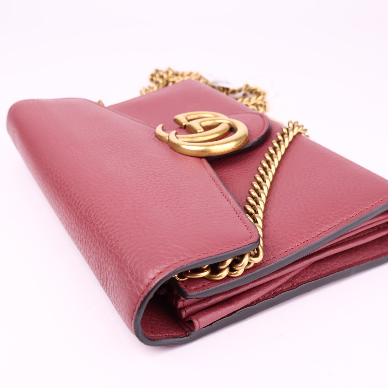 J1039 Gucci Leather Gg Marmont Wallet- Pre Owned