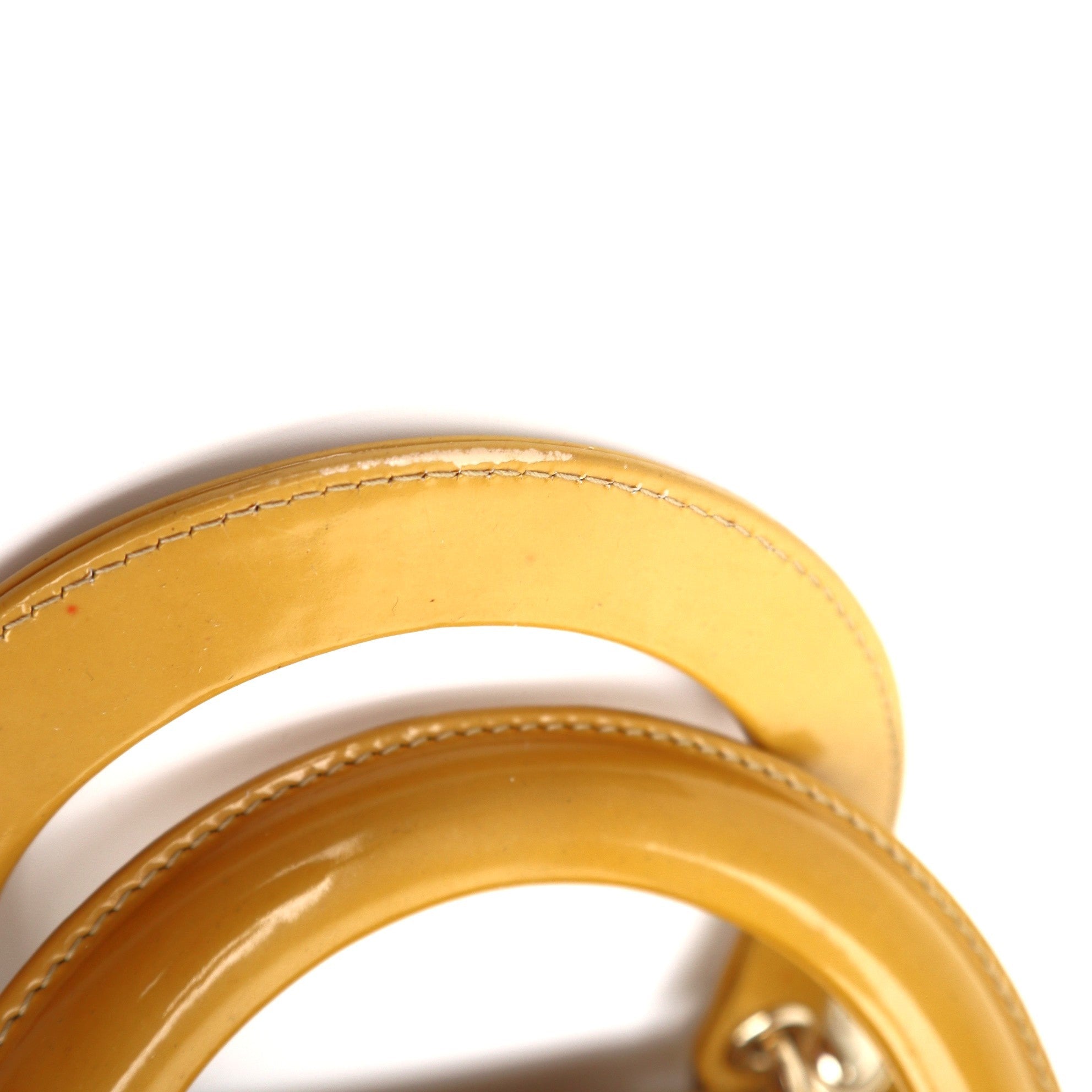 C1257 Christian Dior Yellow Lady Dior Medium Bag-Pre Owned