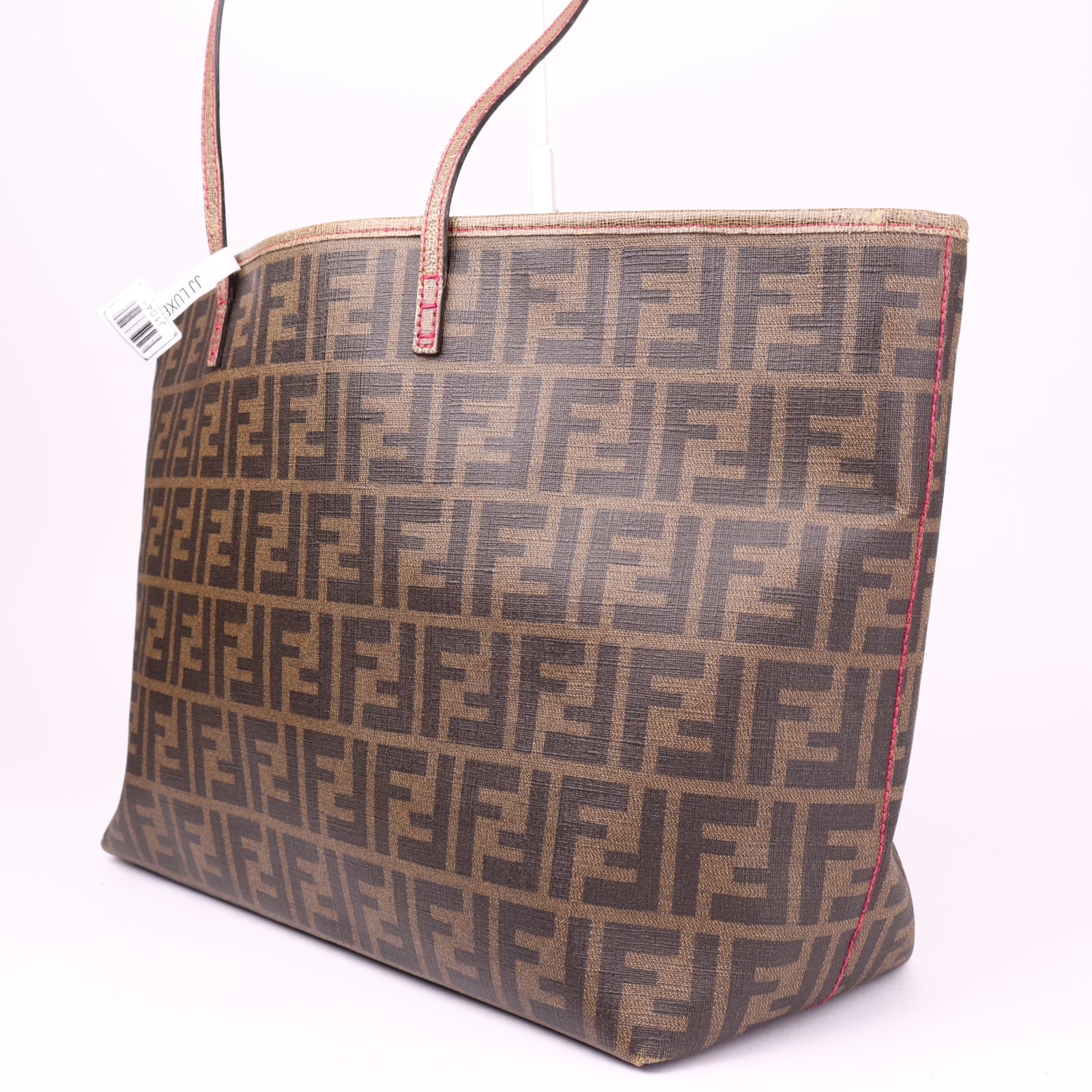 J1041 Fendi Roll Tote Quilted Zucca Canvas Brown- Pre Owned
