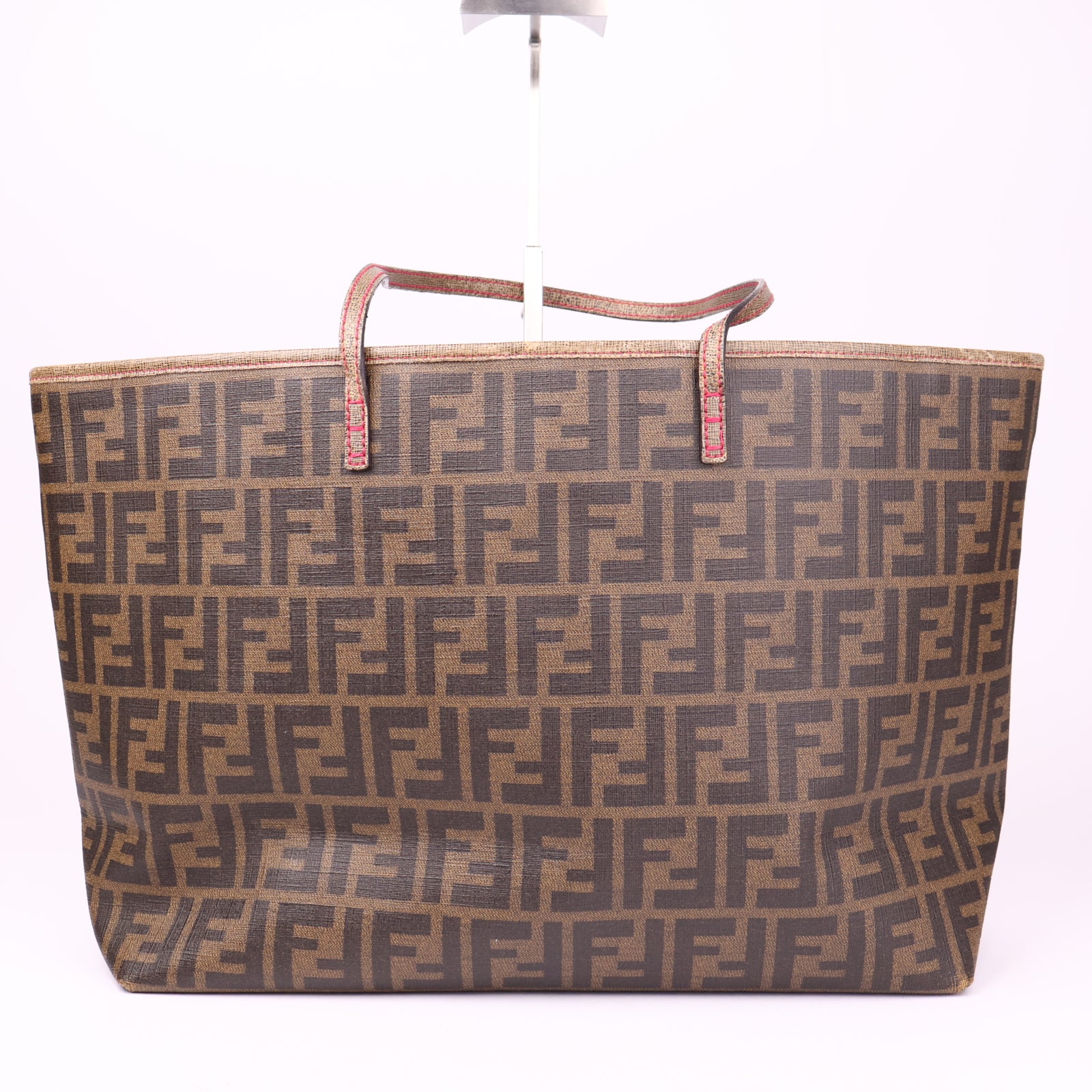 J1041 Fendi Roll Tote Quilted Zucca Canvas Brown- Pre Owned