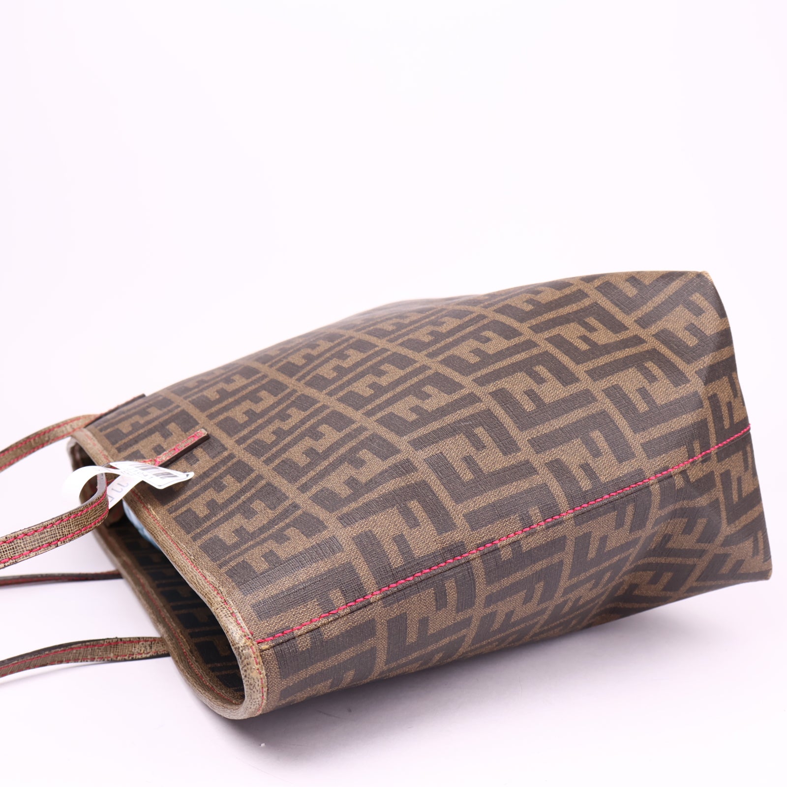 J1041 Fendi Roll Tote Quilted Zucca Canvas Brown- Pre Owned