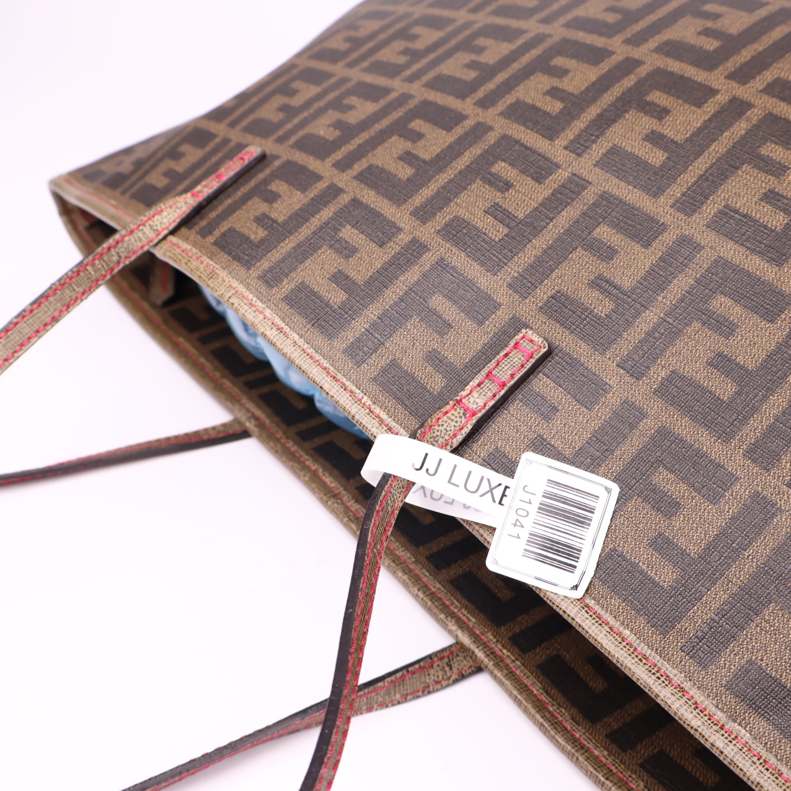 J1041 Fendi Roll Tote Quilted Zucca Canvas Brown- Pre Owned