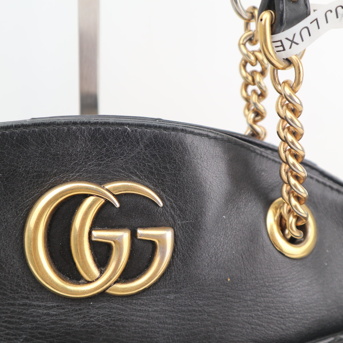 C2768 Gucci Tote Bag GG Marmont Wavy Chevron Stripe Tote Bag | Pre-Owned Very Good GG Logo, Chevron Canvas
