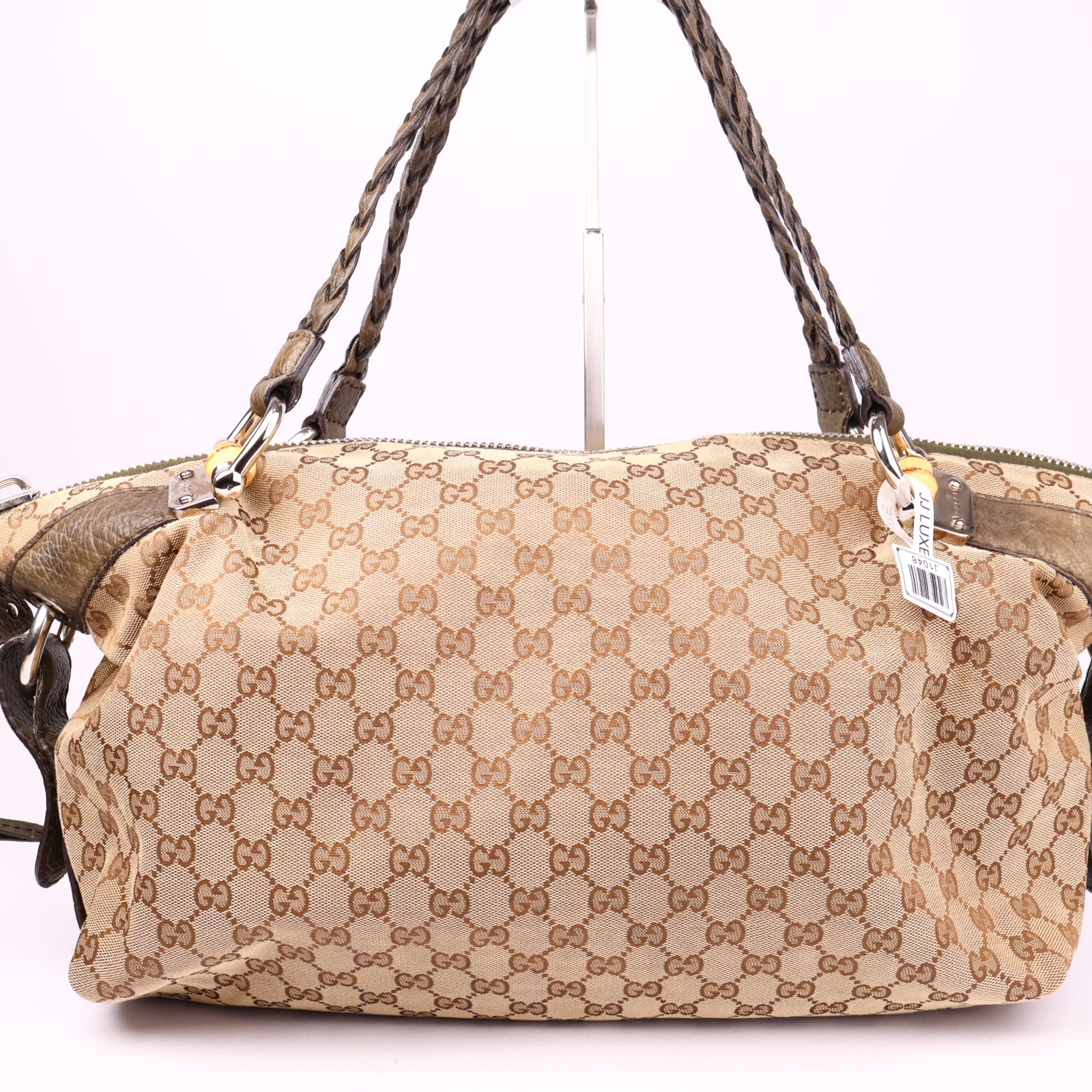 J1048 Gucci  Medium GG Canvas Bamboo Bar tote bag- Pre Owned