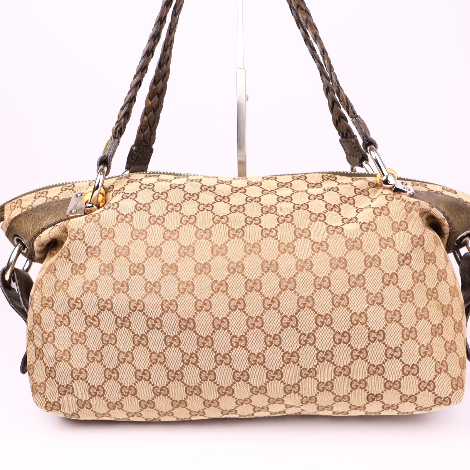 J1048 Gucci  Medium GG Canvas Bamboo Bar tote bag- Pre Owned