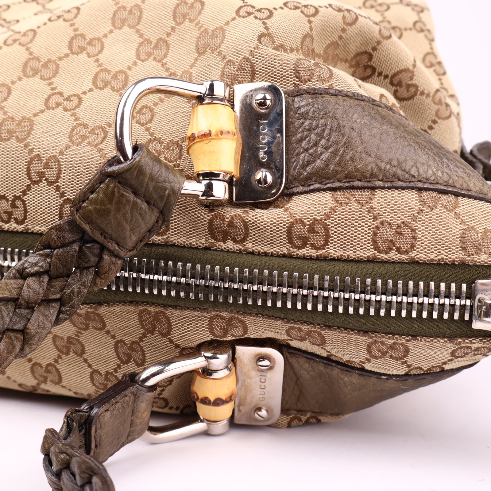 J1048 Gucci  Medium GG Canvas Bamboo Bar tote bag- Pre Owned