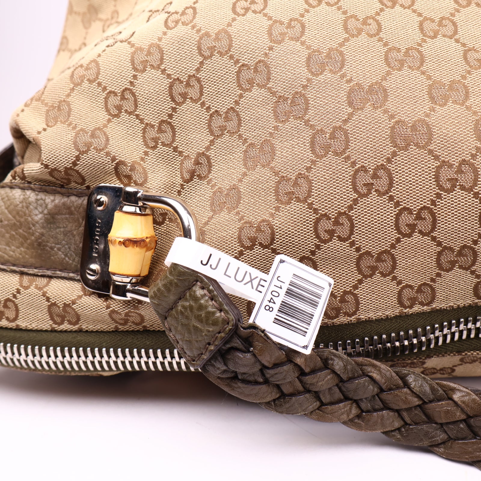 J1048 Gucci  Medium GG Canvas Bamboo Bar tote bag- Pre Owned