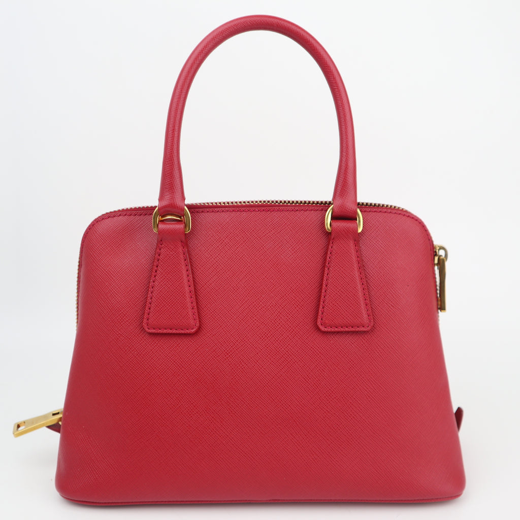 C2770 Prada Top Handle Bag Galleria Saffiano Promenade / Lux Small Red | Pre-Owned Excellent Red Leather