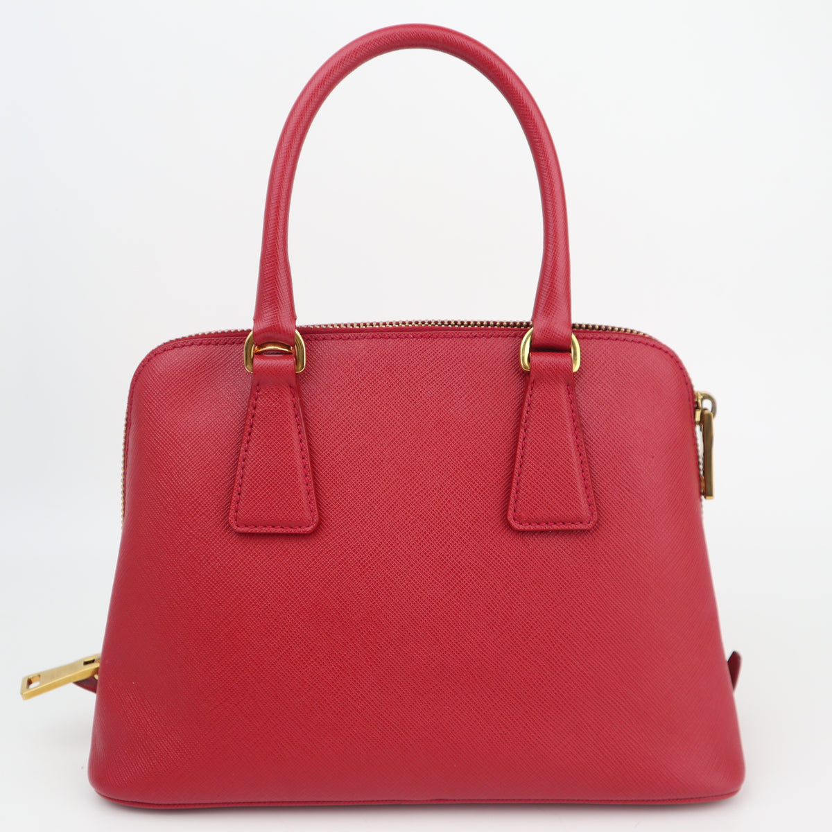 C2770 Prada Top Handle Bag Galleria Saffiano Promenade / Lux Small Red | Pre-Owned Excellent Red Leather