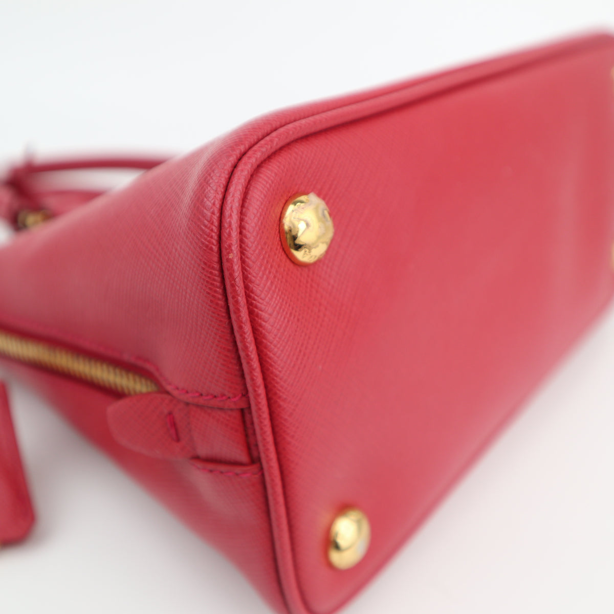 C2770 Prada Top Handle Bag Galleria Saffiano Promenade / Lux Small Red | Pre-Owned Excellent Red Leather