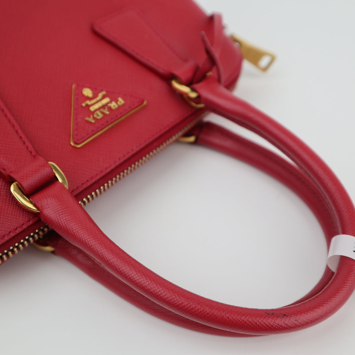 C2770 Prada Top Handle Bag Galleria Saffiano Promenade / Lux Small Red | Pre-Owned Excellent Red Leather