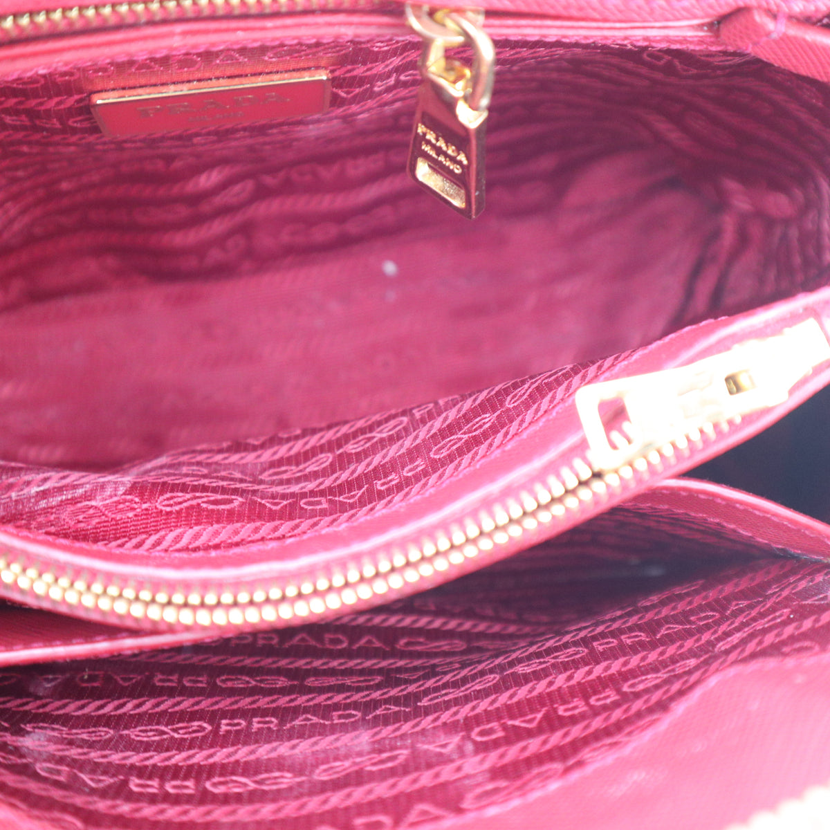 C2770 Prada Top Handle Bag Galleria Saffiano Promenade / Lux Small Red | Pre-Owned Excellent Red Leather