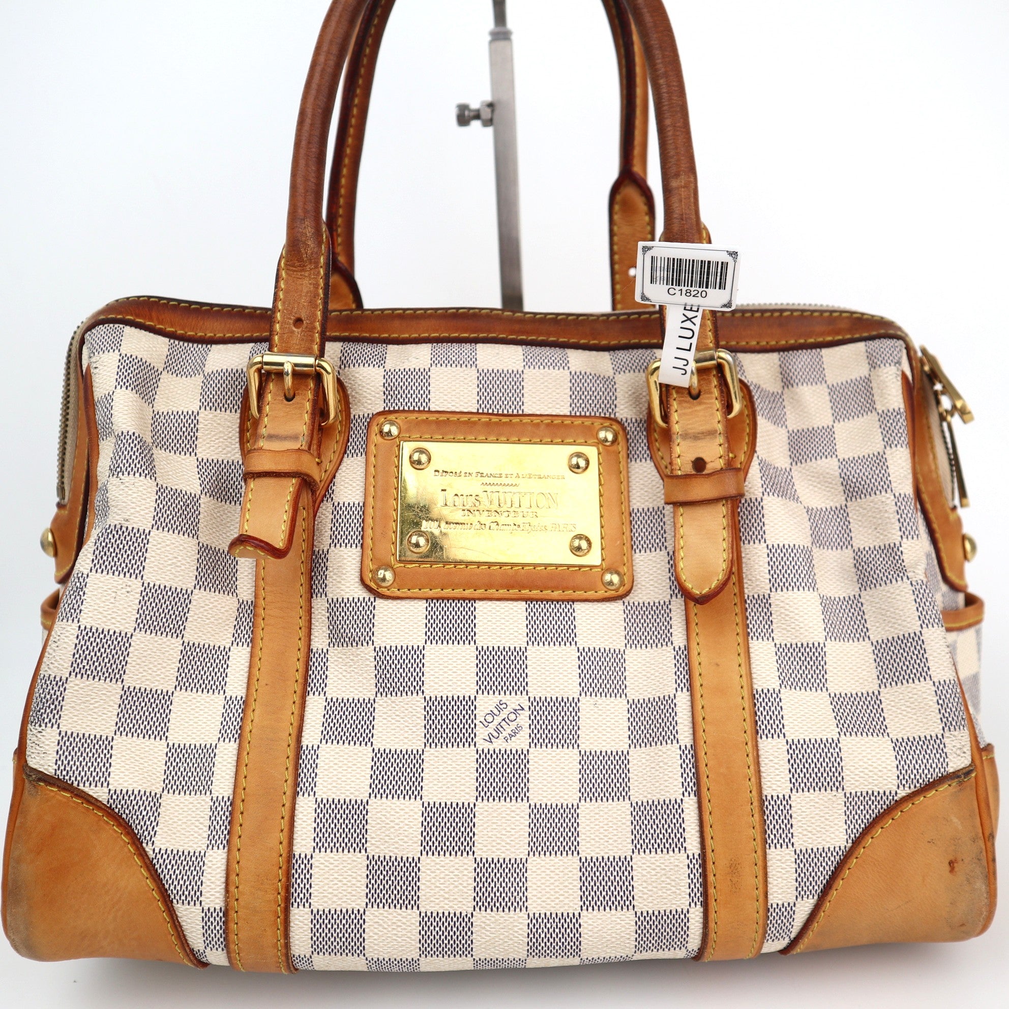 Louis Vuitton Damier Azur Canvas Berkeley Bag C1820 | Pre-Owned Good Brown Damier Azur Canvas
