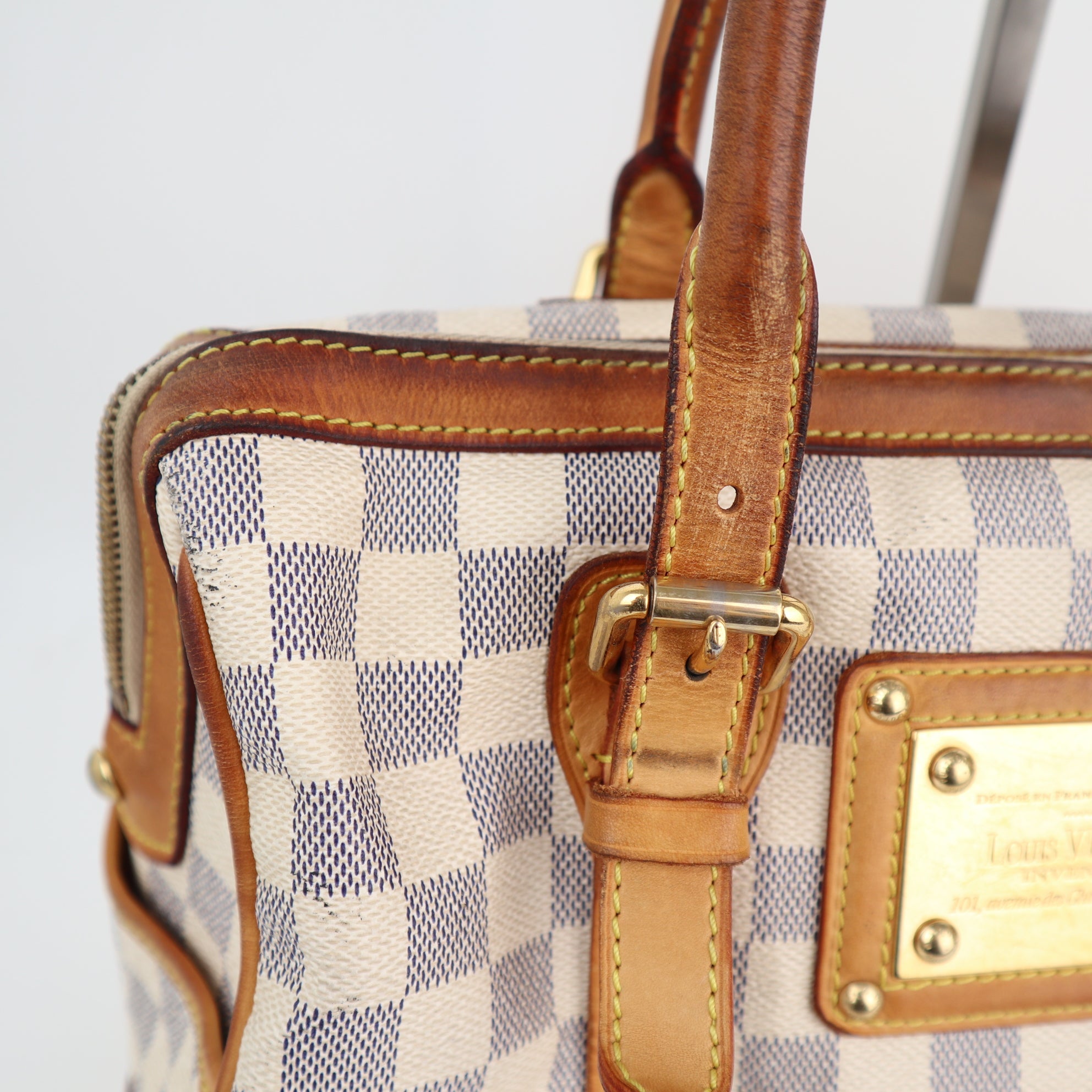 Louis Vuitton Damier Azur Canvas Berkeley Bag C1820 | Pre-Owned Good Brown Damier Azur Canvas