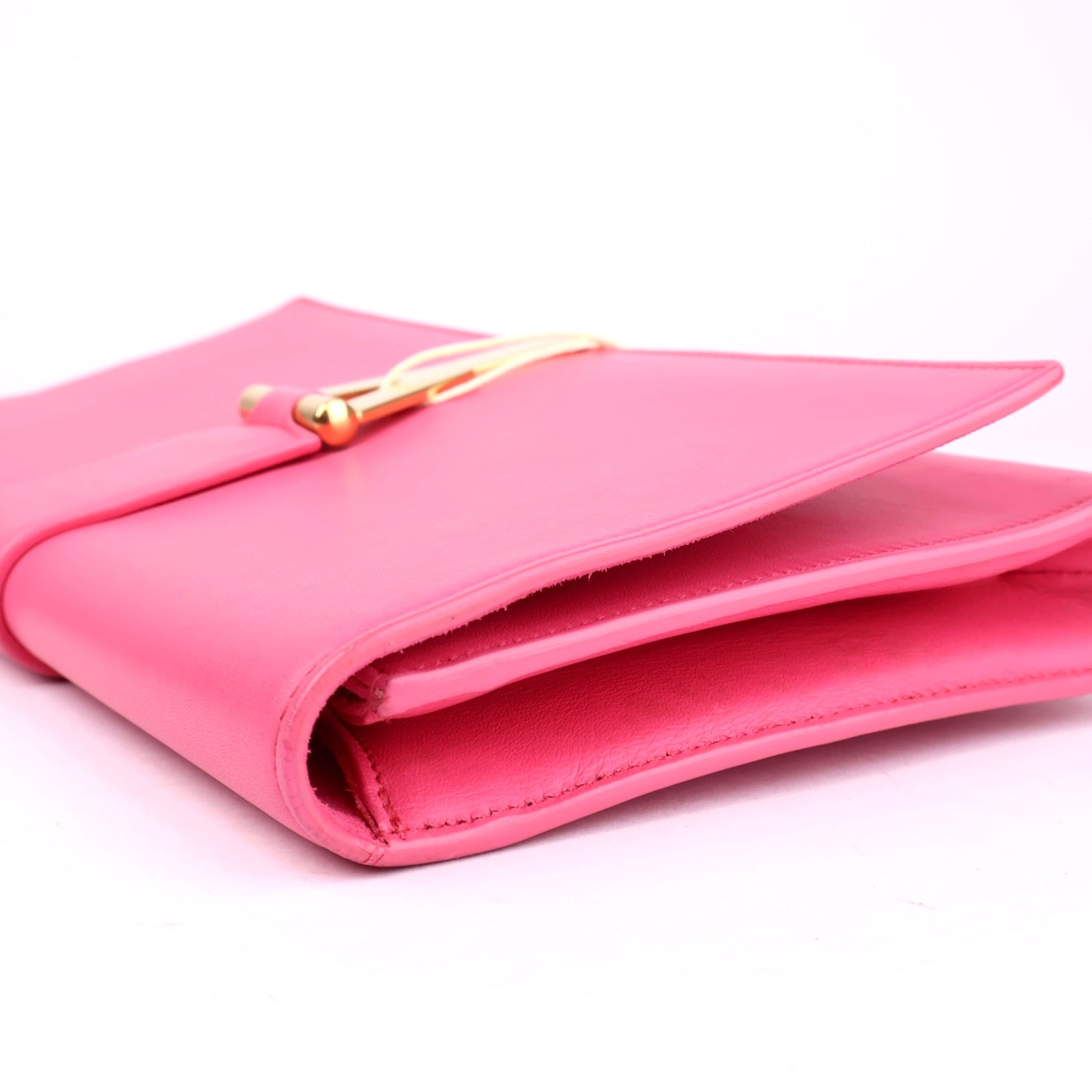 J3512 Saint Laurent Y Clutch Large Fuschia in Calfskin Leather- Pre Owned