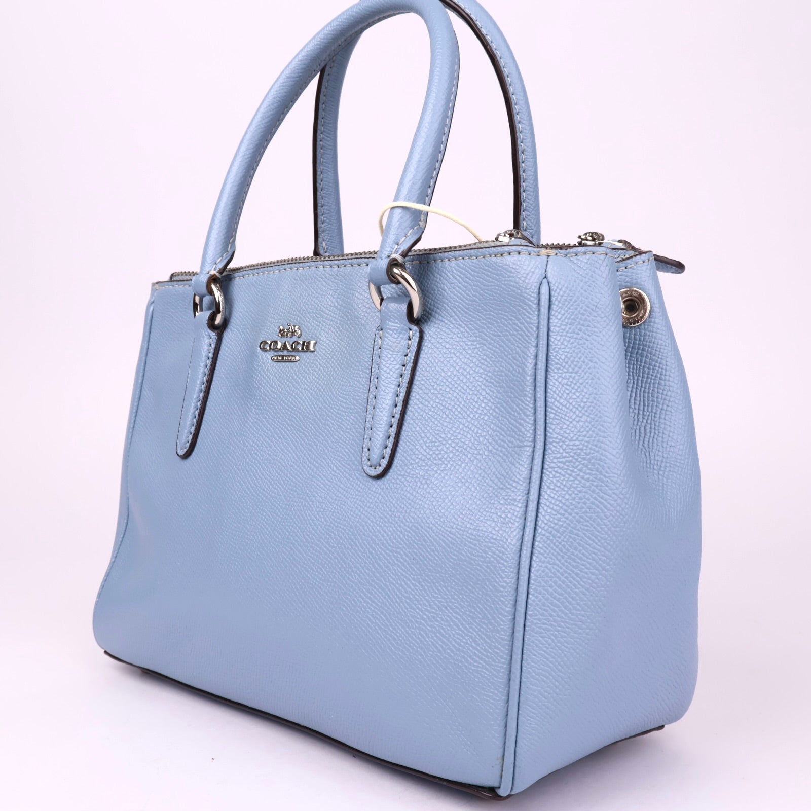 J3518 Coach Blue Leather Mini Surrey Carryall Tote- Pre Owned