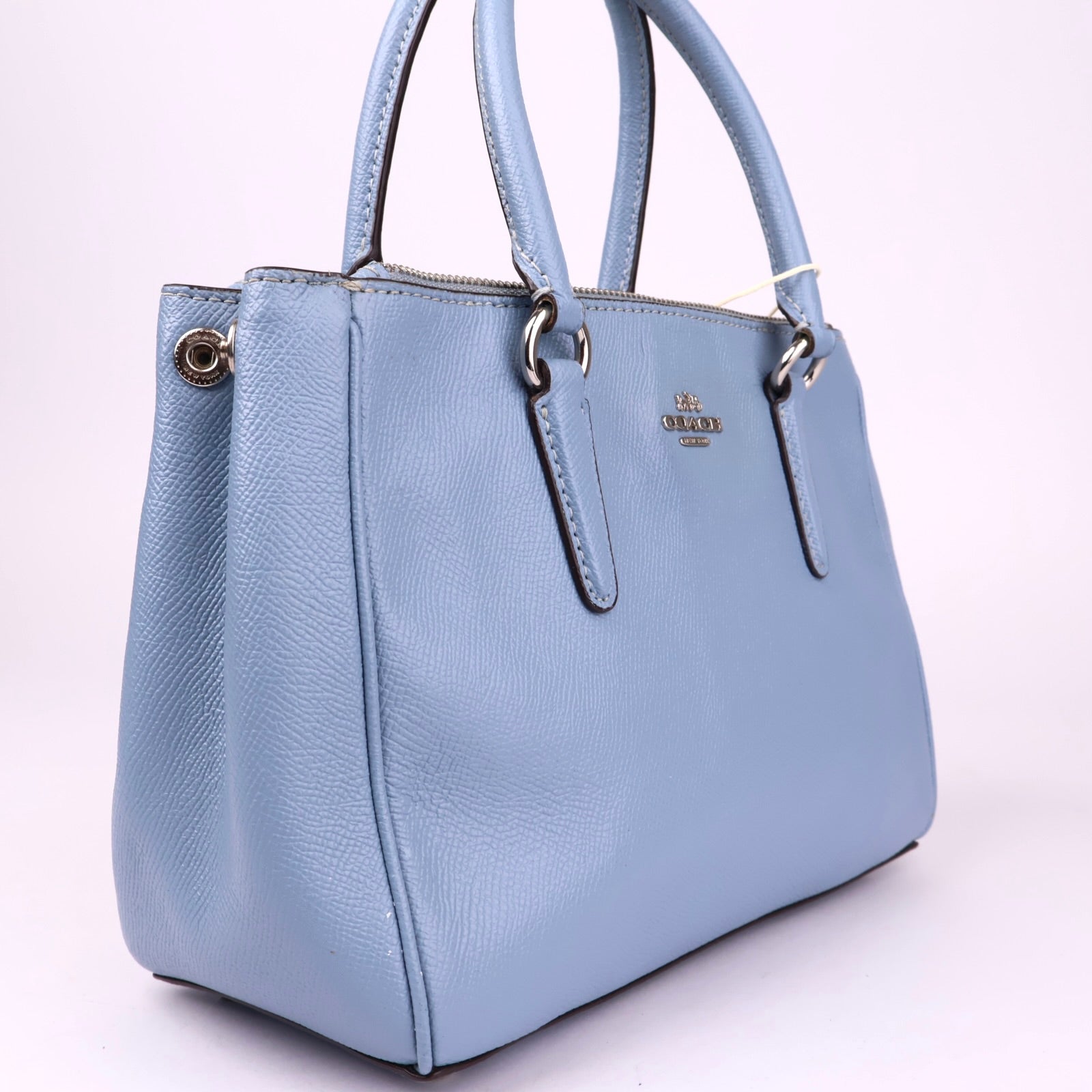 J3518 Coach Blue Leather Mini Surrey Carryall Tote- Pre Owned